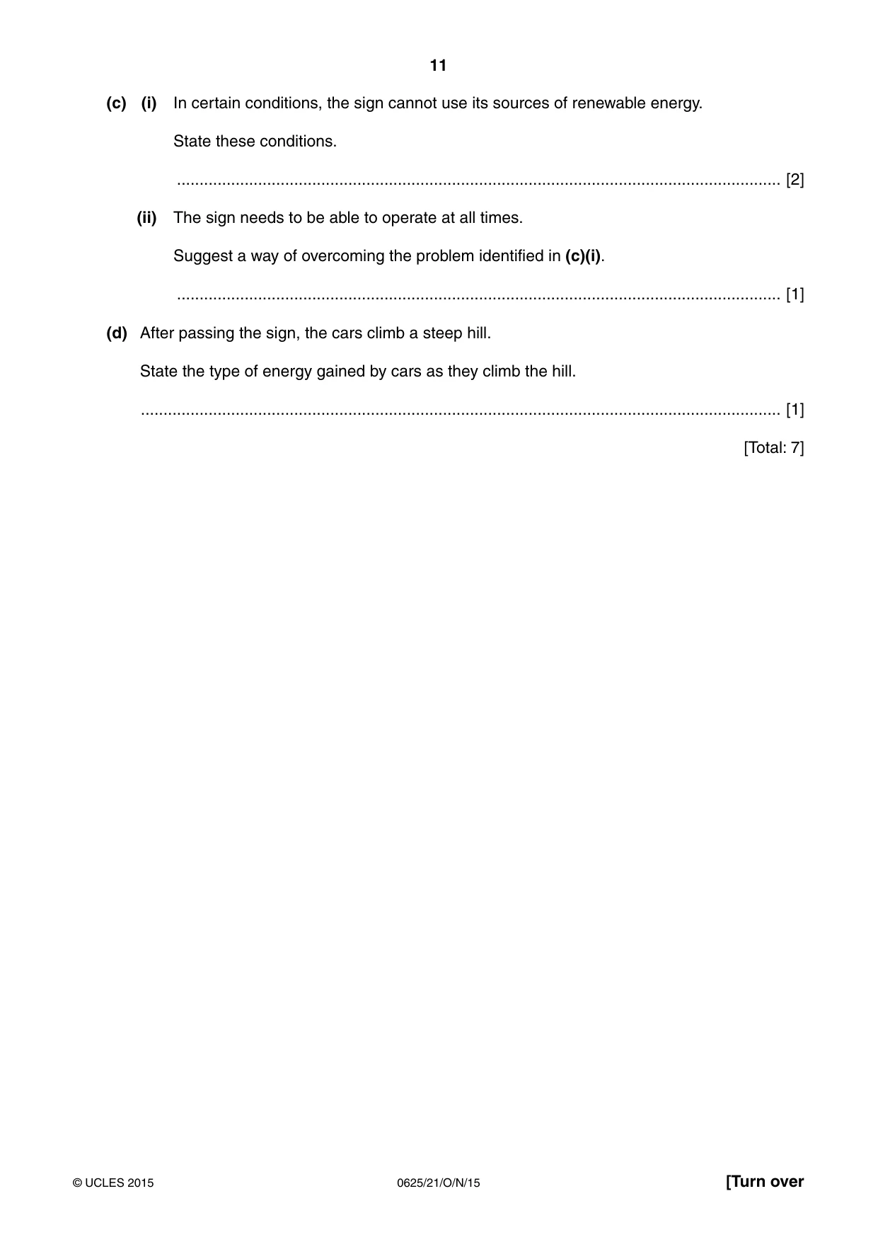 Cambridge IGCSE Physics 0625 2015 Oct/Nov Paper 2 · Variant 1 question paper, page 11 of 24