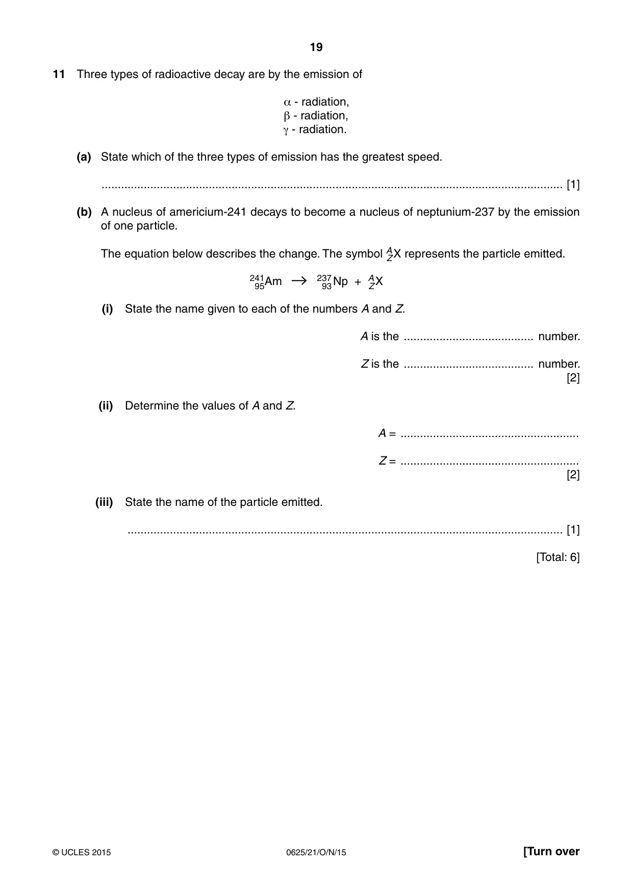 Cambridge IGCSE Physics 0625 2015 Oct/Nov Paper 2 · Variant 1 question paper, page 19 of 24