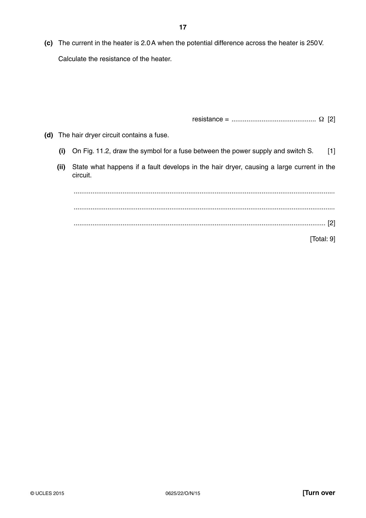 Cambridge IGCSE Physics 0625 2015 Oct/Nov Paper 2 · Variant 2 question paper, page 17 of 20