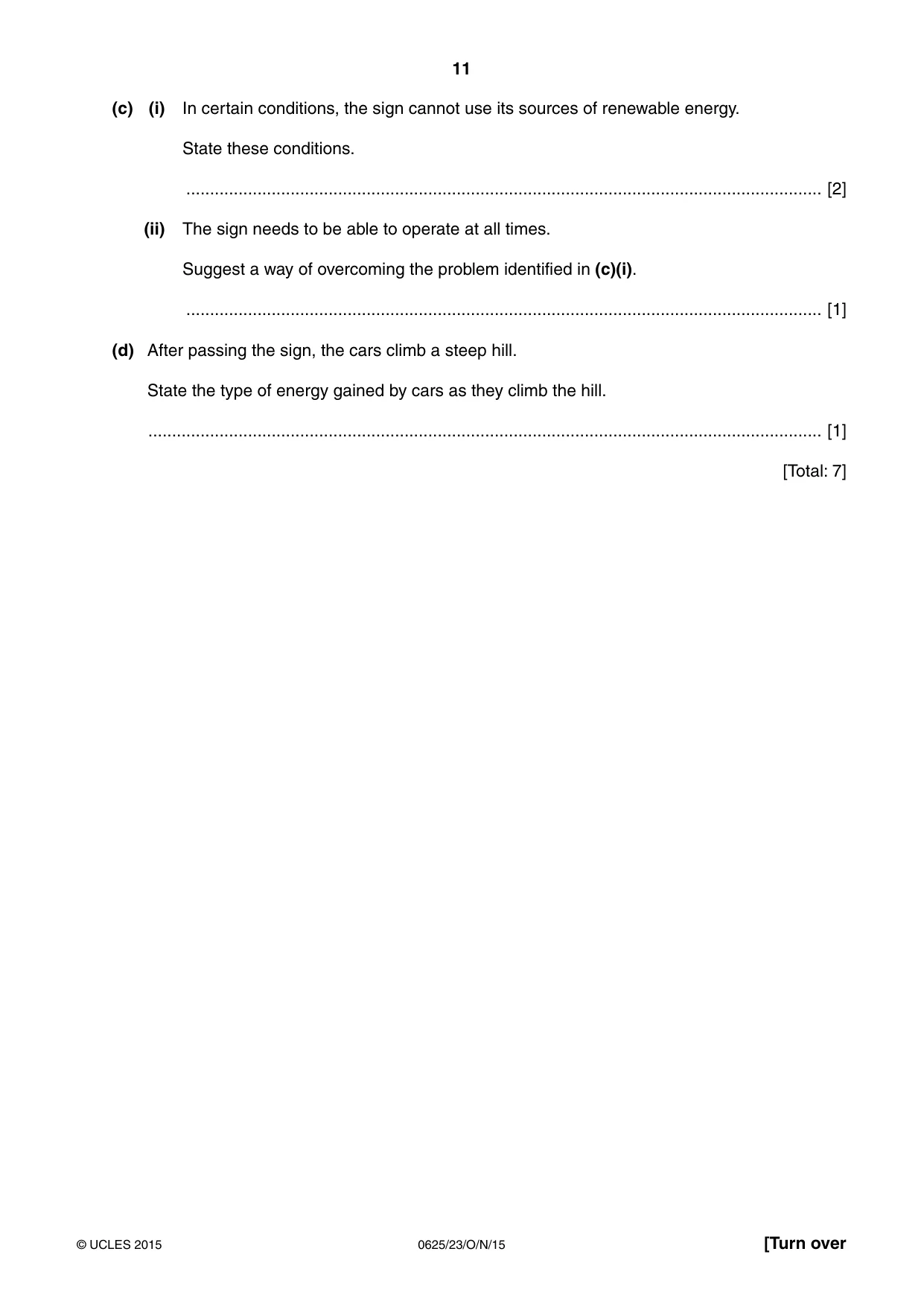 Cambridge IGCSE Physics 0625 2015 Oct/Nov Paper 2 · Variant 3 question paper, page 11 of 24