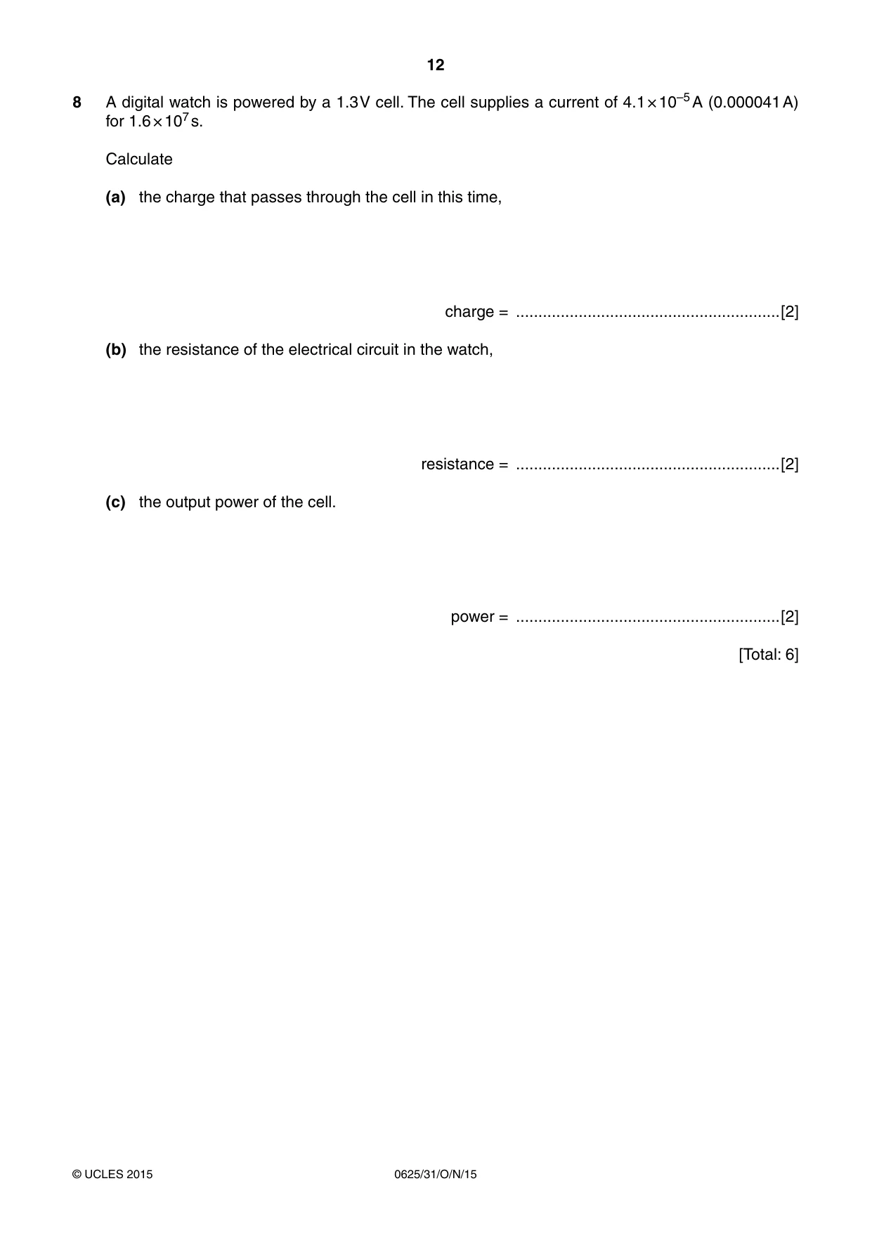 Cambridge IGCSE Physics 0625 2015 Oct/Nov Paper 3 · Variant 1 question paper, page 12 of 16