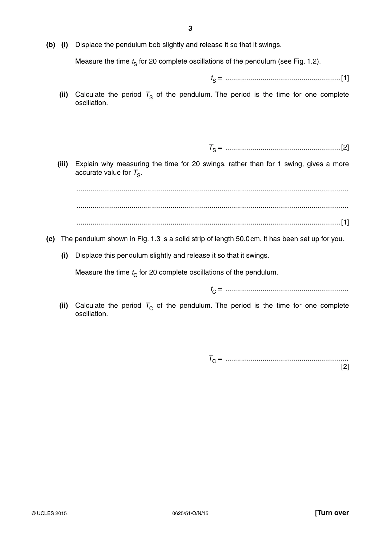 Cambridge IGCSE Physics 0625 2015 Oct/Nov Paper 5 · Variant 1 question paper, page 3 of 12