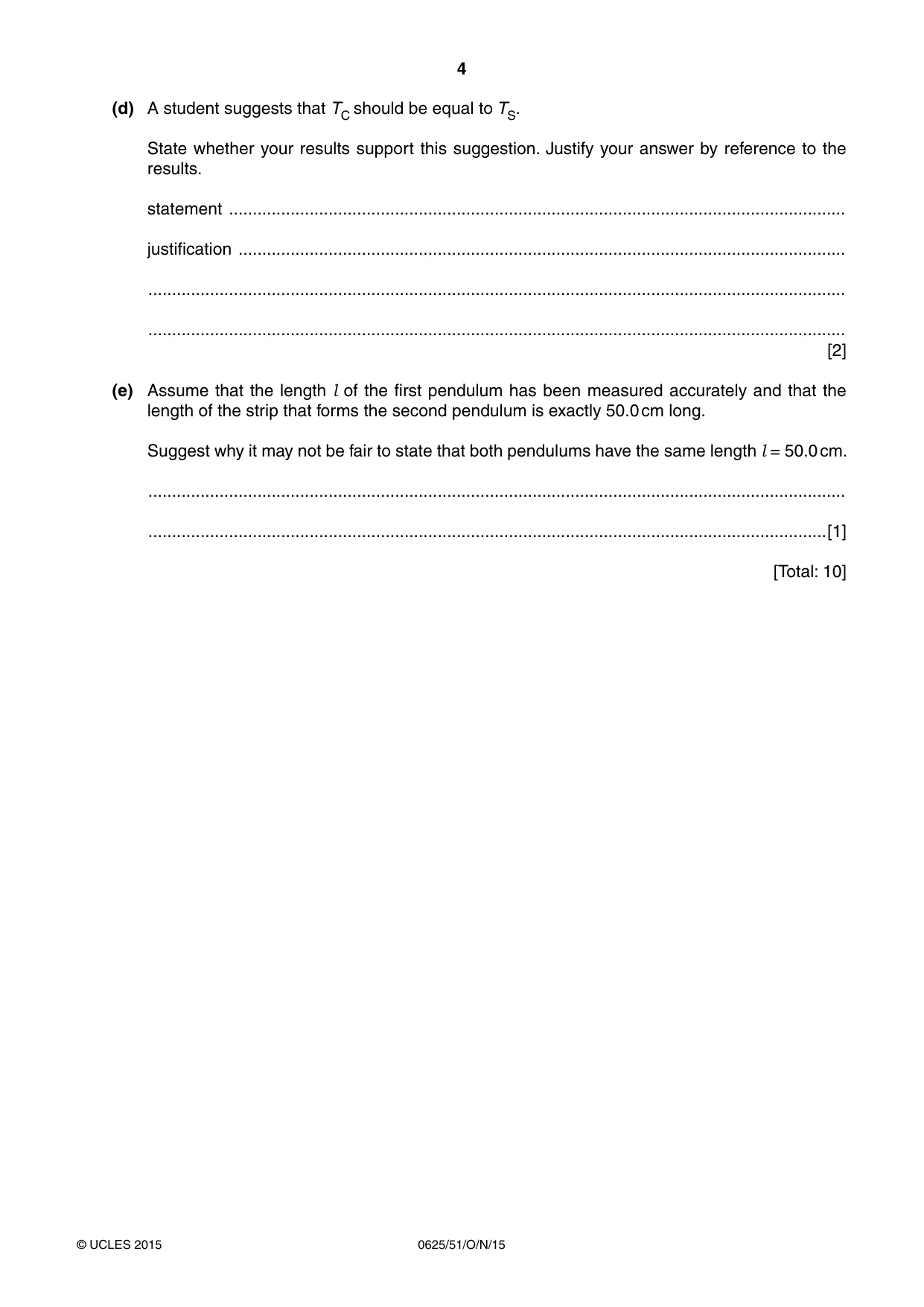 Cambridge IGCSE Physics 0625 2015 Oct/Nov Paper 5 · Variant 1 question paper, page 4 of 12