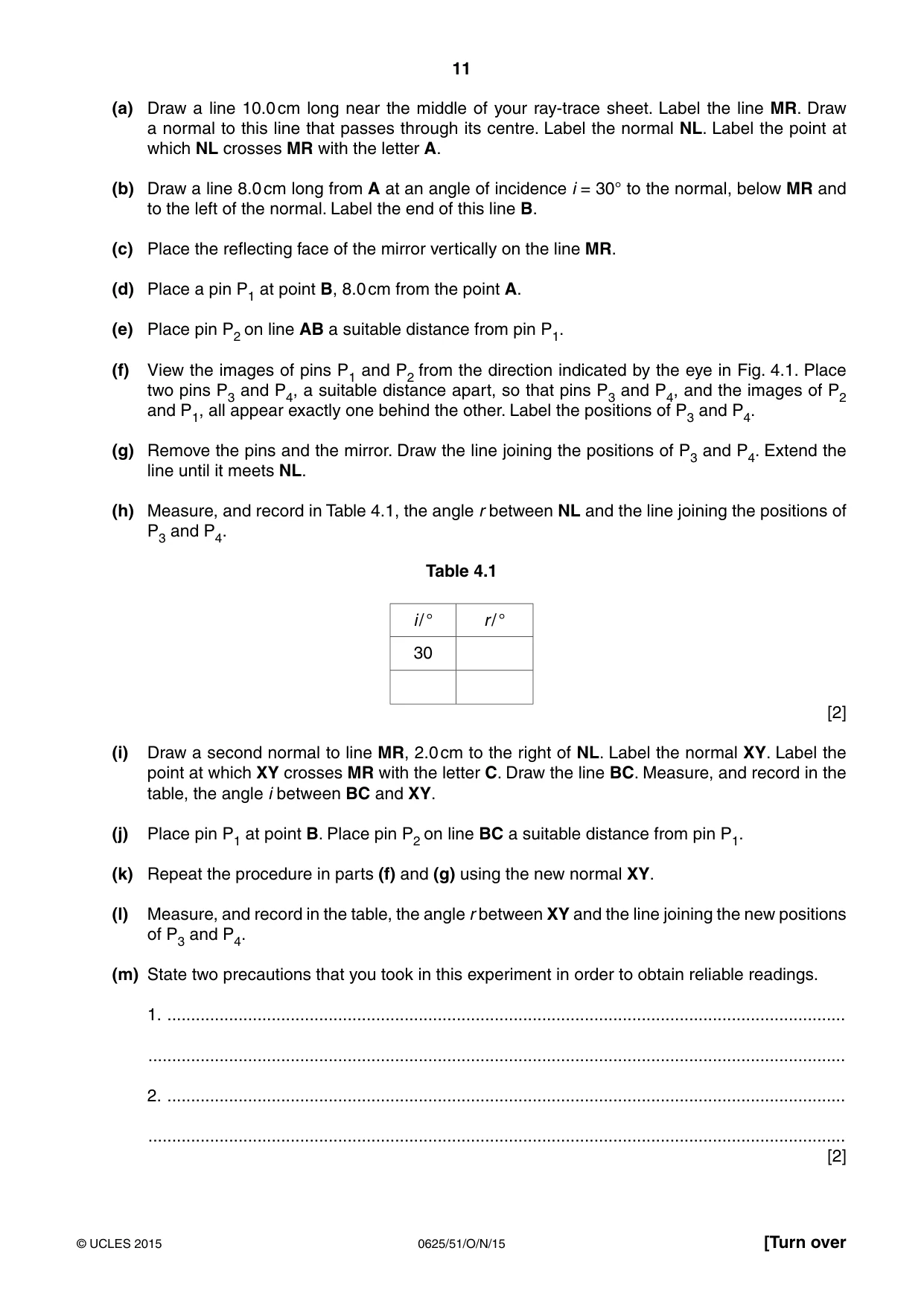Cambridge IGCSE Physics 0625 2015 Oct/Nov Paper 5 · Variant 1 question paper, page 11 of 12