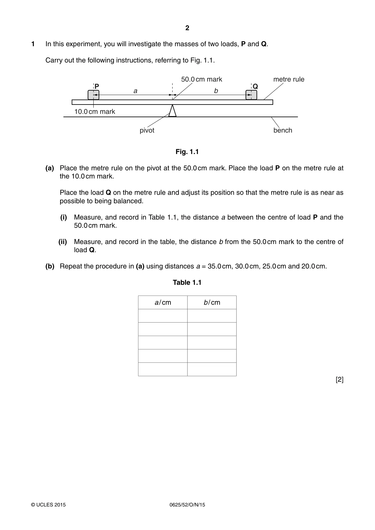 Cambridge IGCSE Physics 0625 2015 Oct/Nov Paper 5 · Variant 2 question paper, page 2 of 12