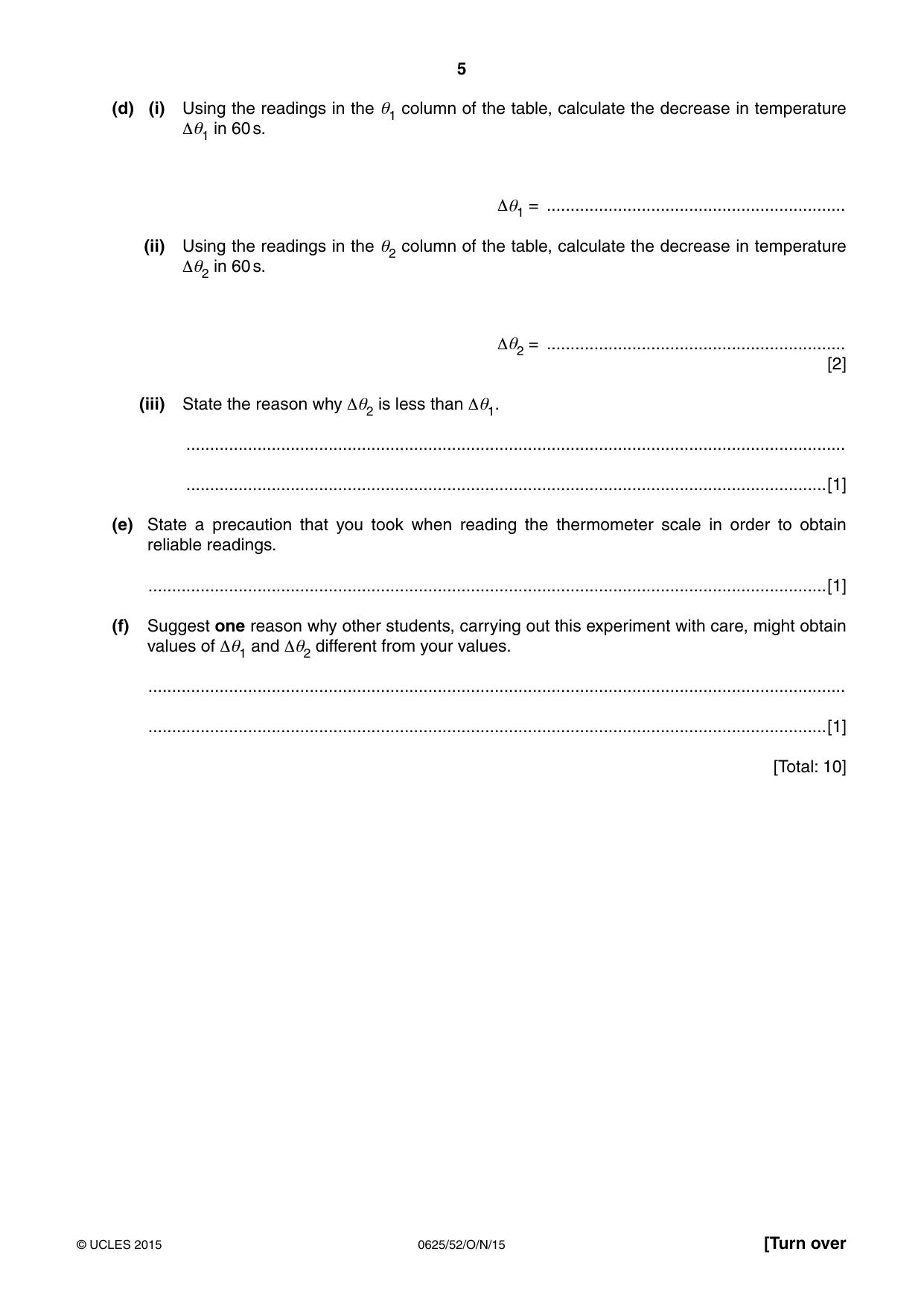 Cambridge IGCSE Physics 0625 2015 Oct/Nov Paper 5 · Variant 2 question paper, page 5 of 12