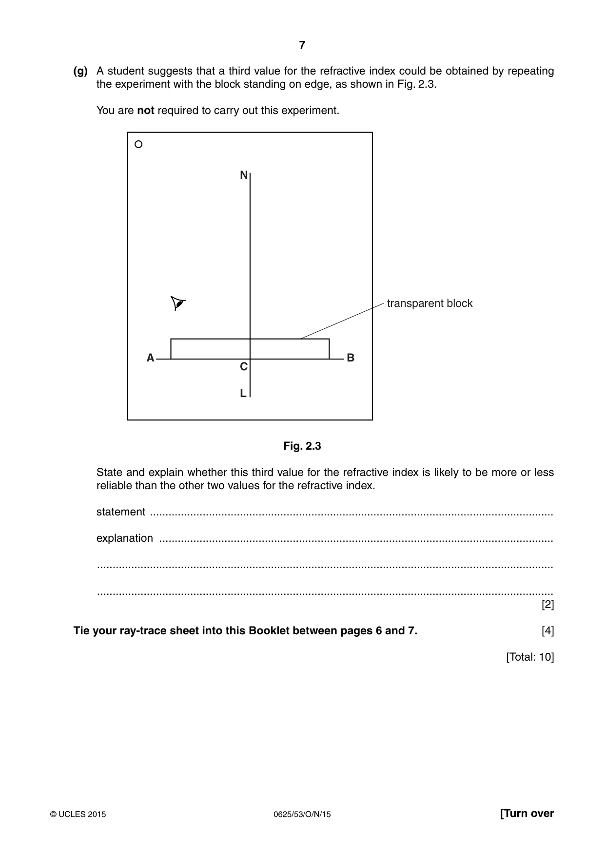 Cambridge IGCSE Physics 0625 2015 Oct/Nov Paper 5 · Variant 3 question paper, page 7 of 12