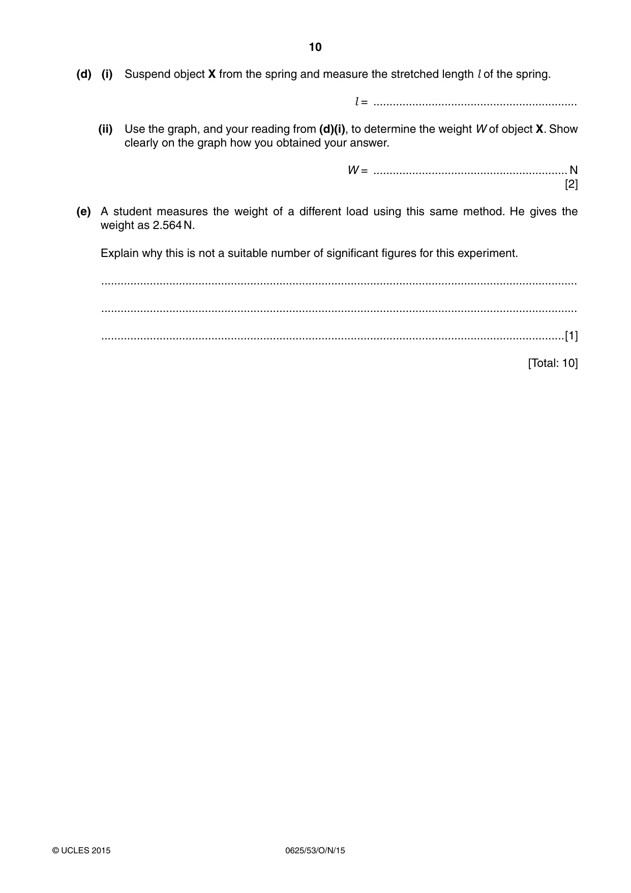 Cambridge IGCSE Physics 0625 2015 Oct/Nov Paper 5 · Variant 3 question paper, page 10 of 12