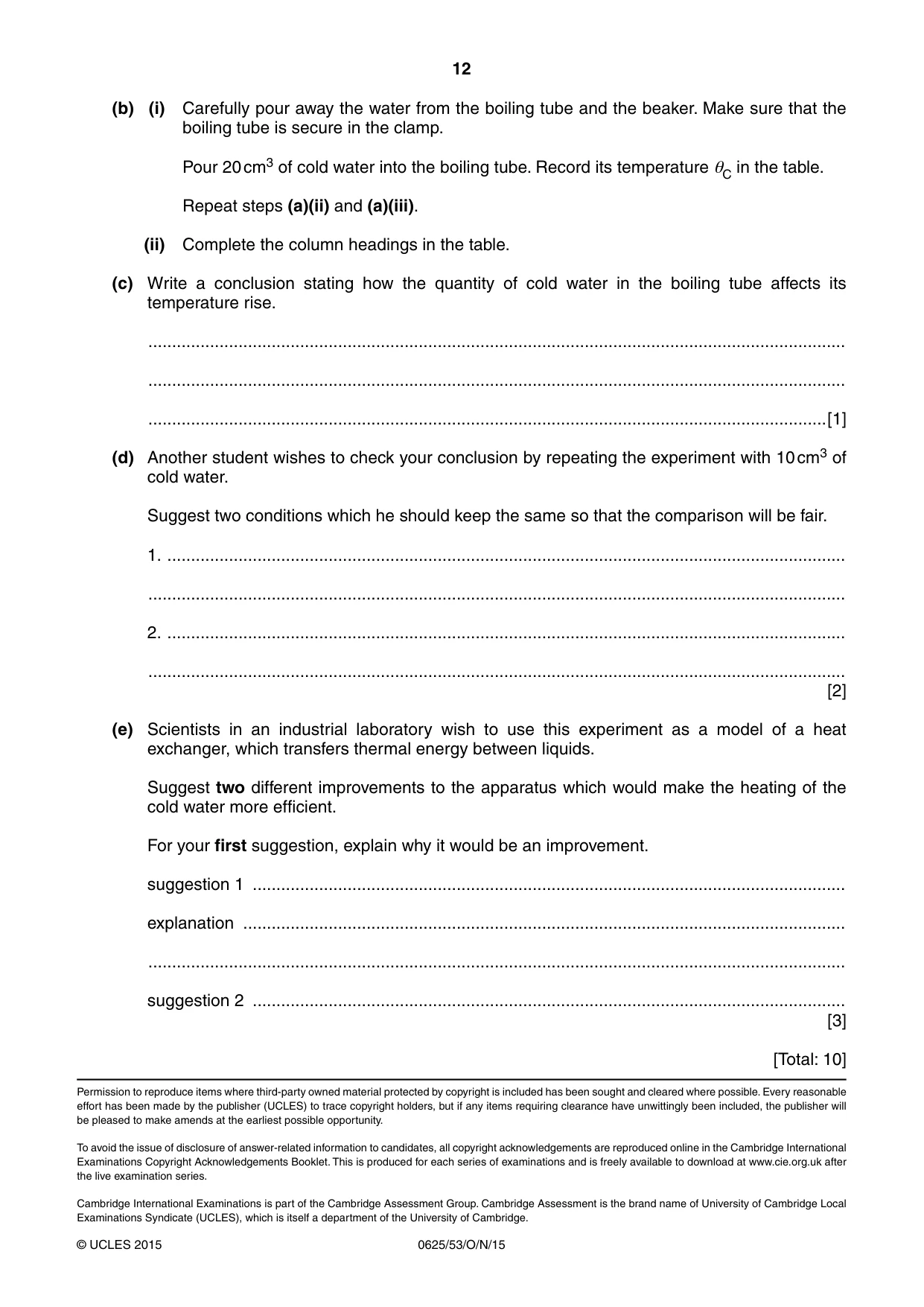 Cambridge IGCSE Physics 0625 2015 Oct/Nov Paper 5 · Variant 3 question paper, page 12 of 12