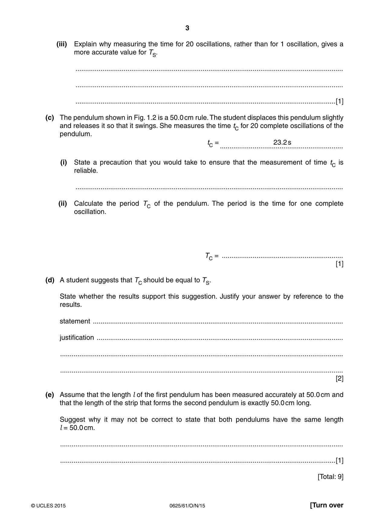Cambridge IGCSE Physics 0625 2015 Oct/Nov Paper 6 · Variant 1 question paper, page 3 of 12