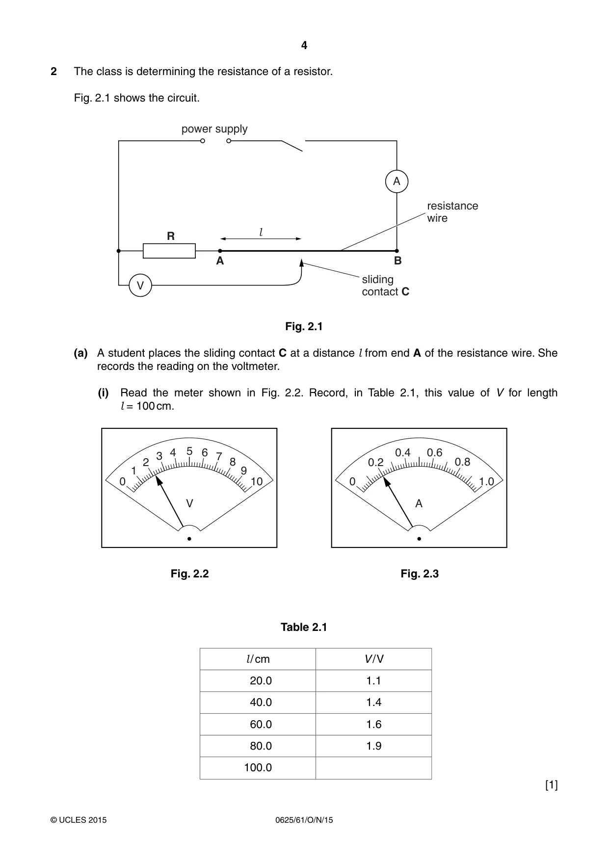 Cambridge IGCSE Physics 0625 2015 Oct/Nov Paper 6 · Variant 1 question paper, page 4 of 12