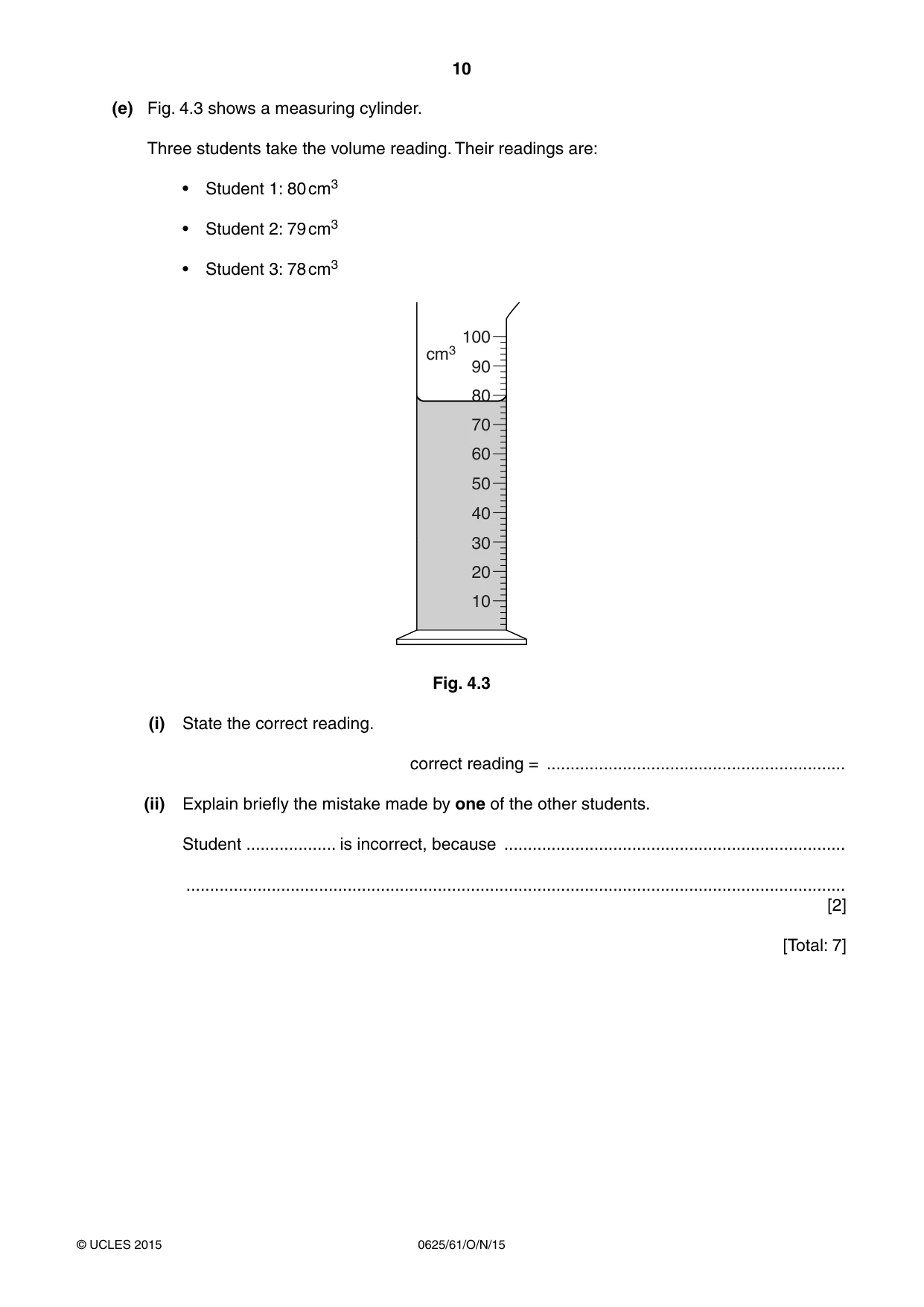 Cambridge IGCSE Physics 0625 2015 Oct/Nov Paper 6 · Variant 1 question paper, page 10 of 12