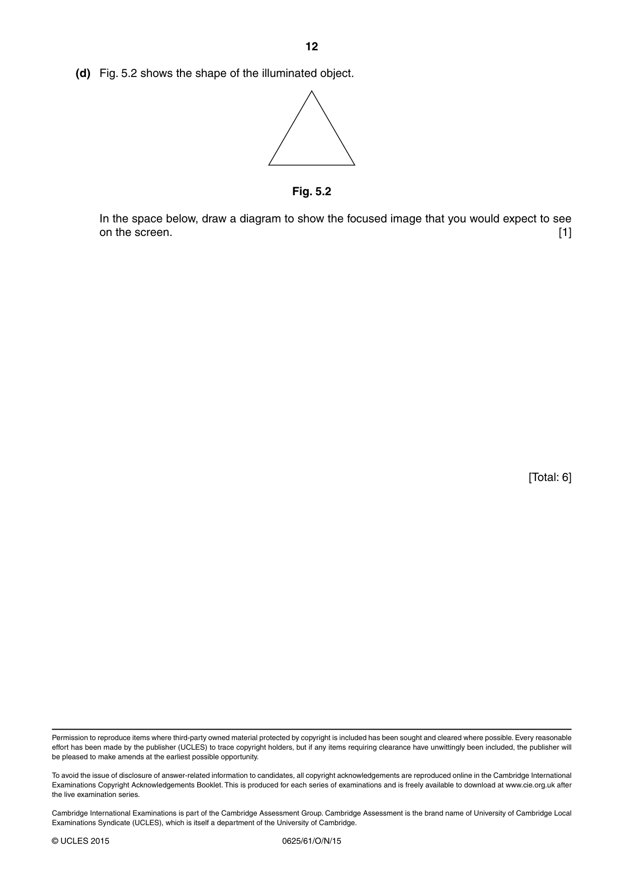 Cambridge IGCSE Physics 0625 2015 Oct/Nov Paper 6 · Variant 1 question paper, page 12 of 12