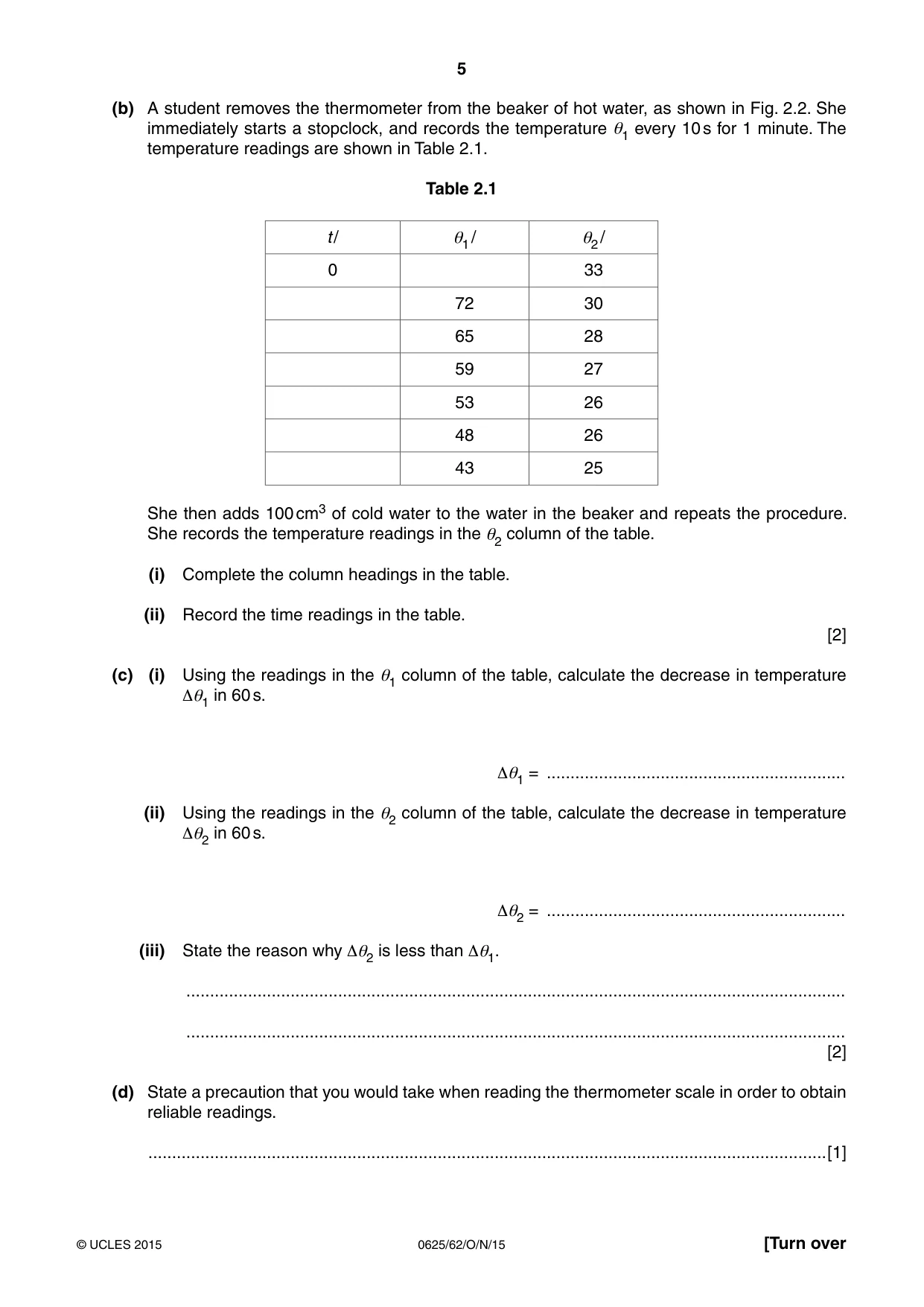 Cambridge IGCSE Physics 0625 2015 Oct/Nov Paper 6 · Variant 2 question paper, page 5 of 16