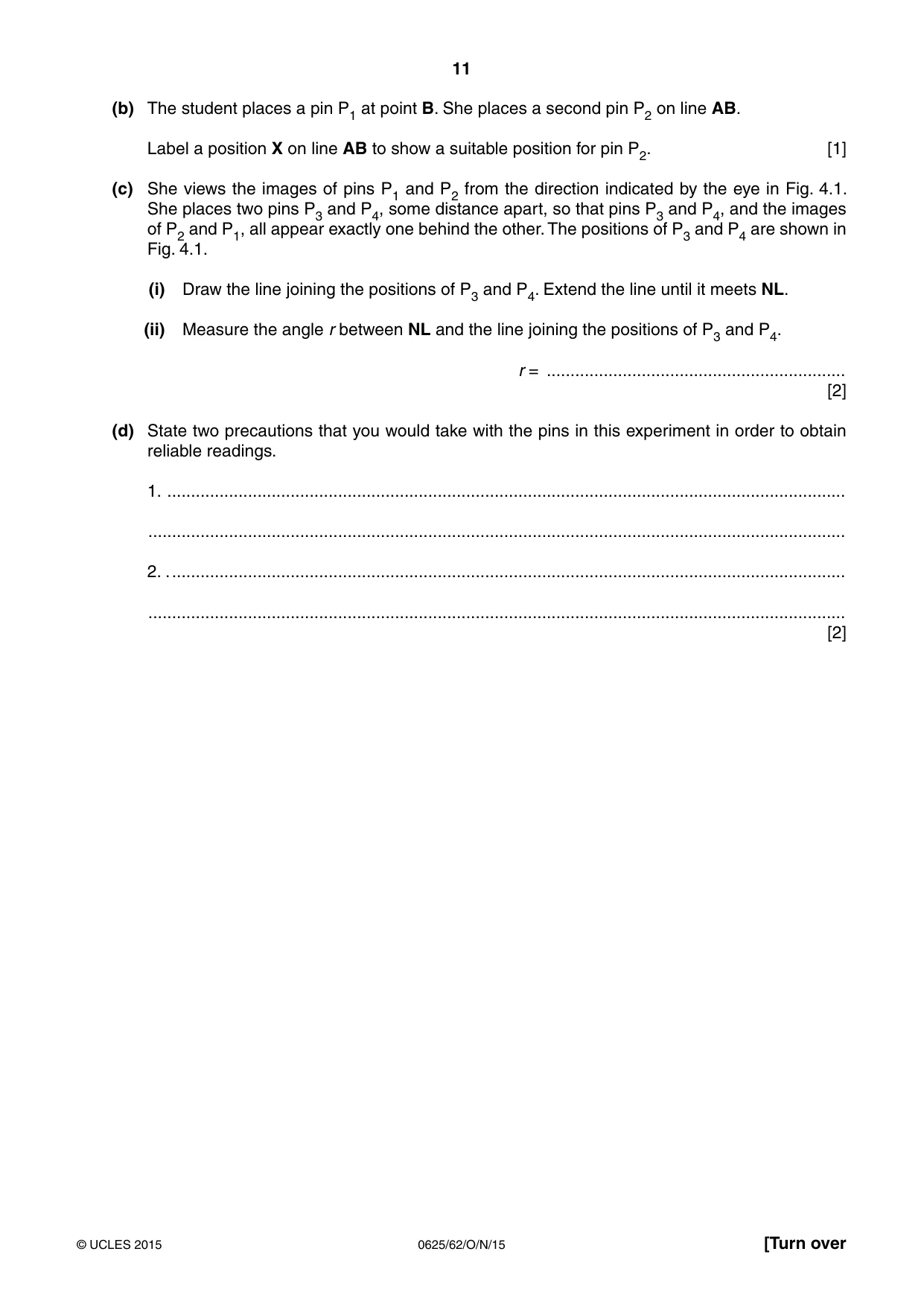 Cambridge IGCSE Physics 0625 2015 Oct/Nov Paper 6 · Variant 2 question paper, page 11 of 16