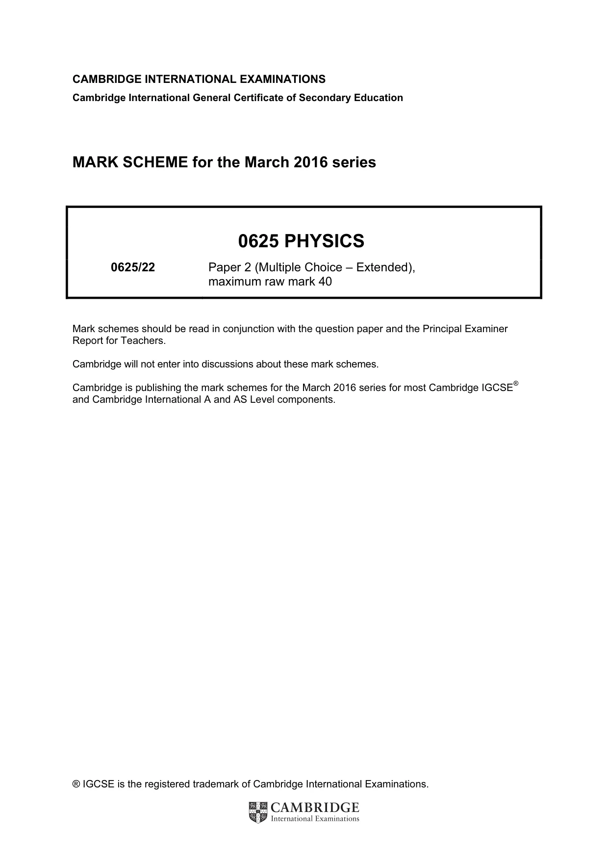 Mark scheme, page 1 of 2