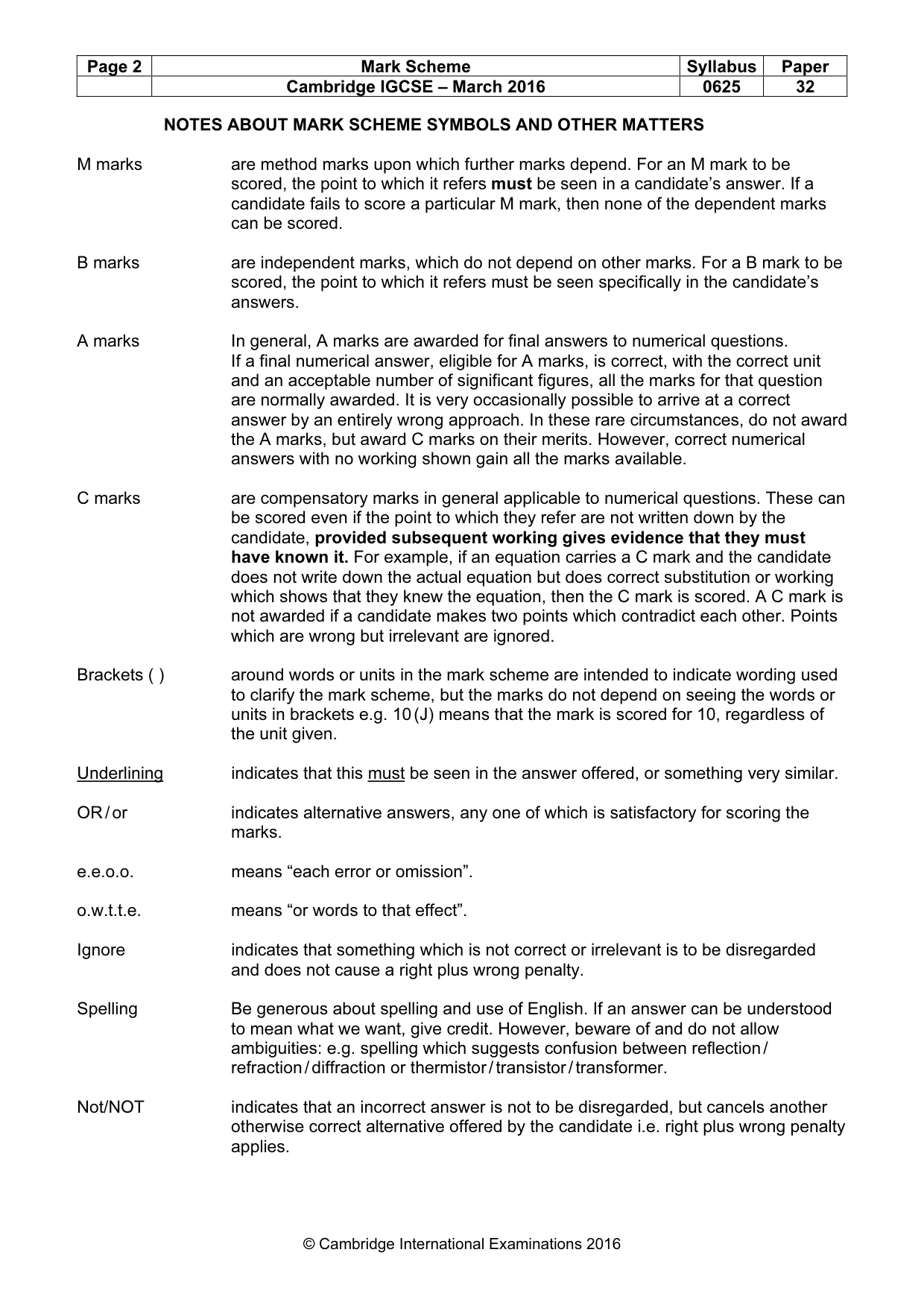 Mark scheme, page 2 of 7