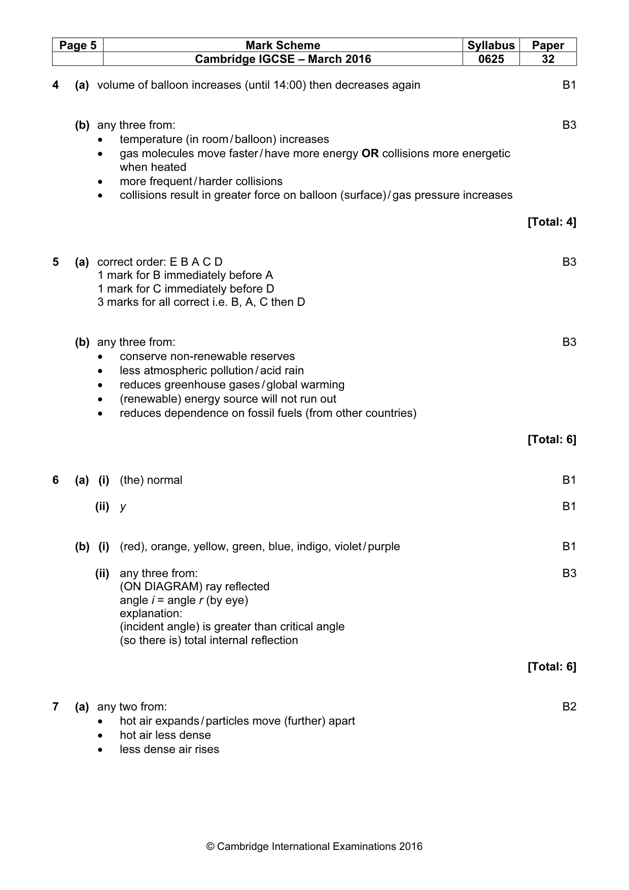 Mark scheme, page 5 of 7