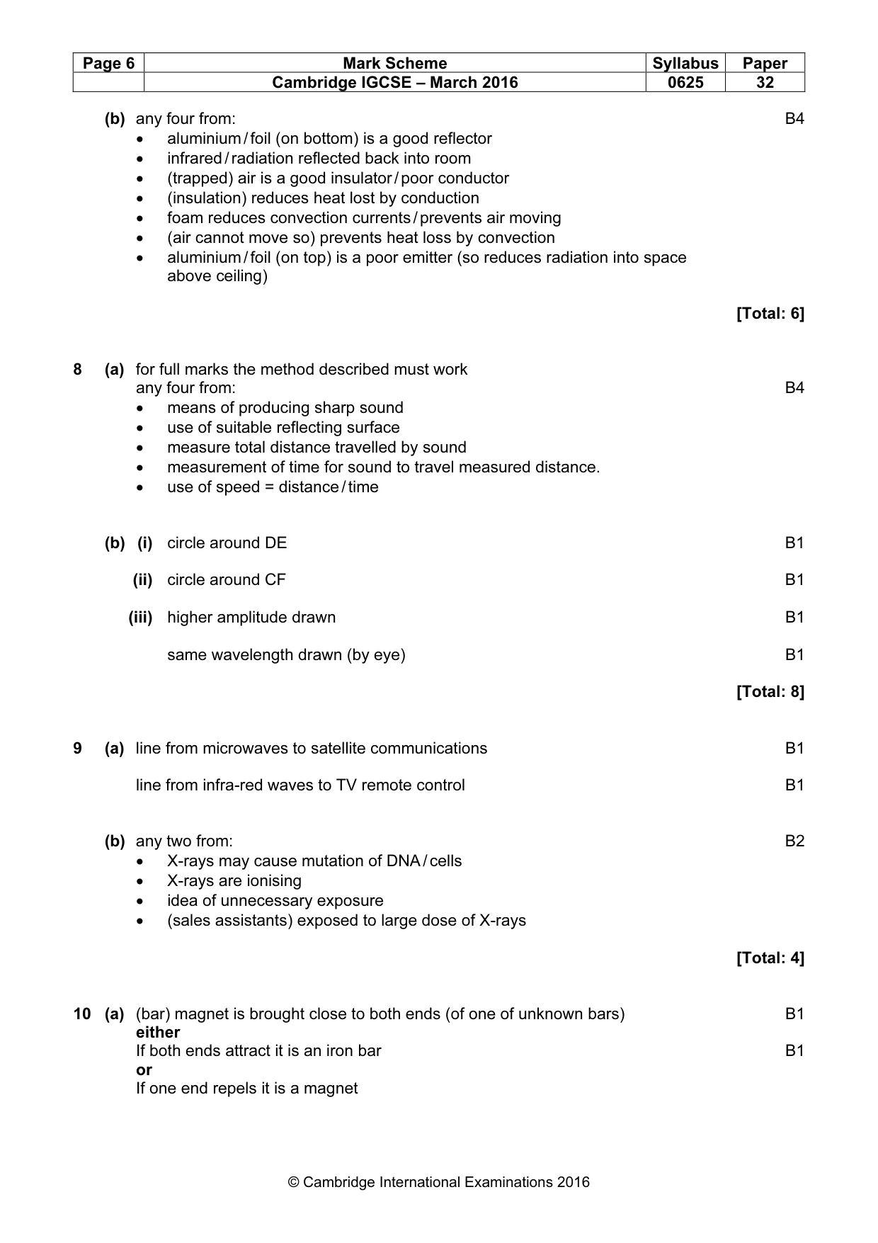 Mark scheme, page 6 of 7