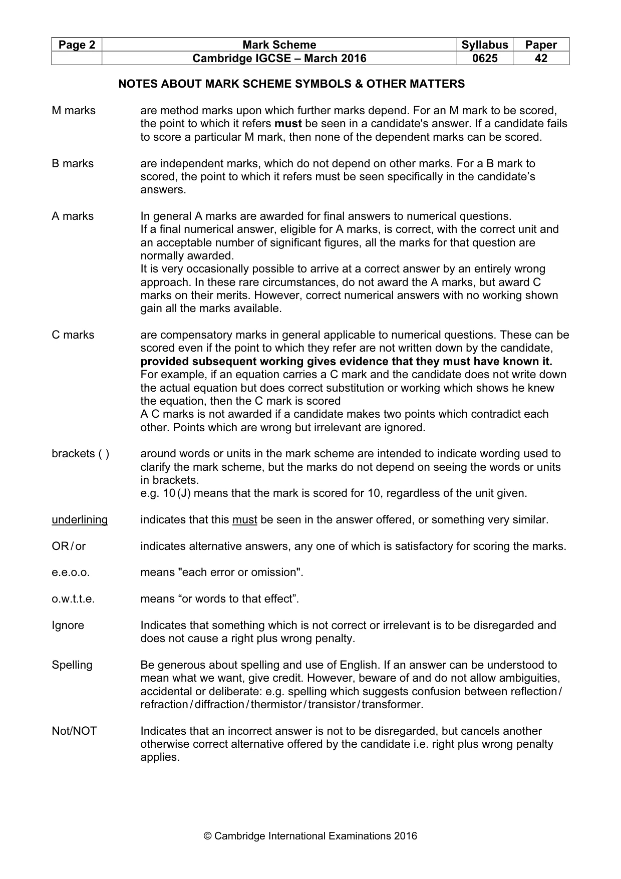 Mark scheme, page 2 of 7