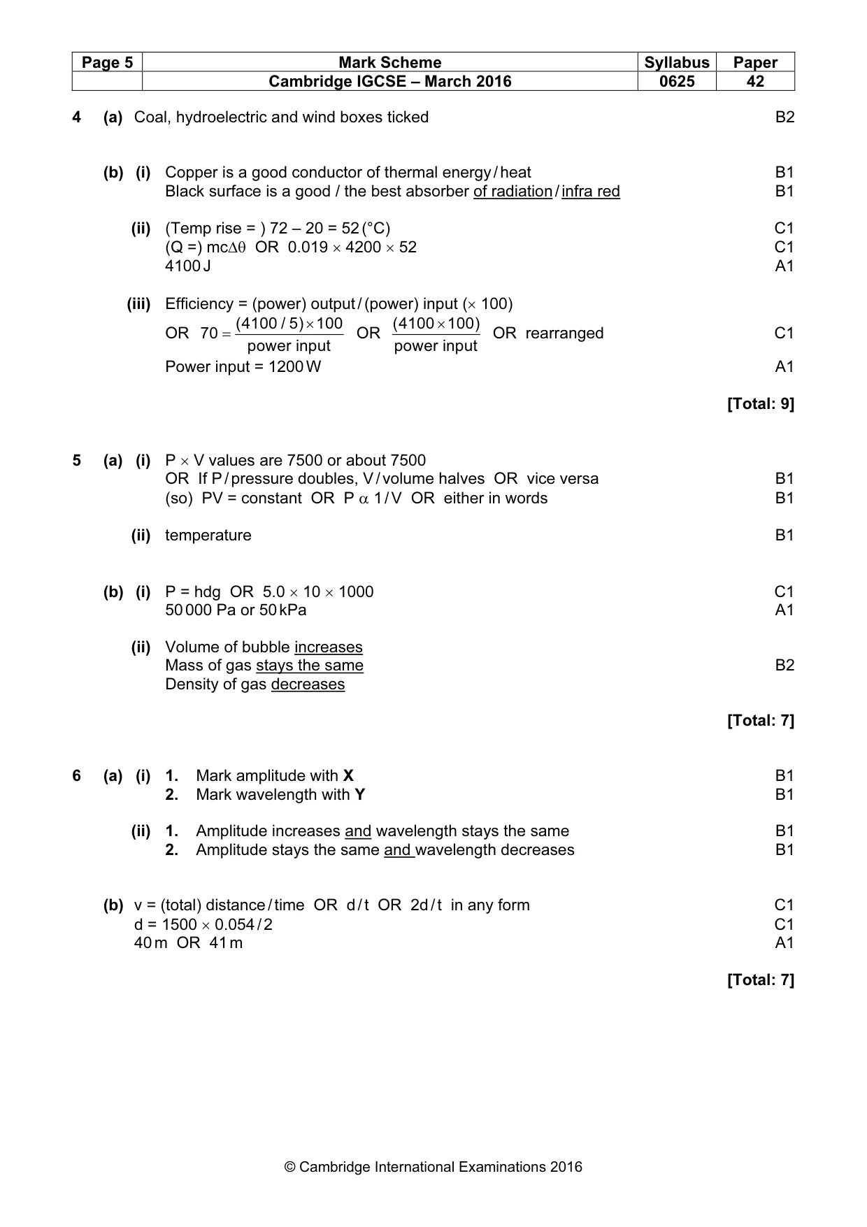 Mark scheme, page 5 of 7