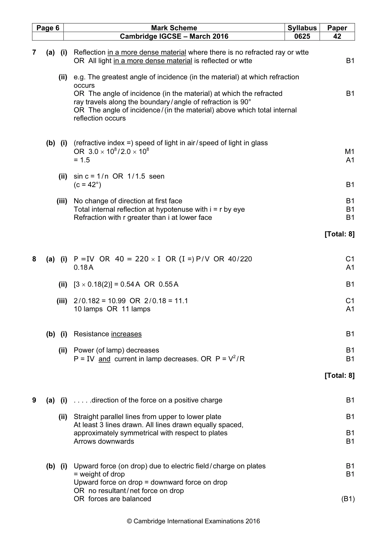 Mark scheme, page 6 of 7