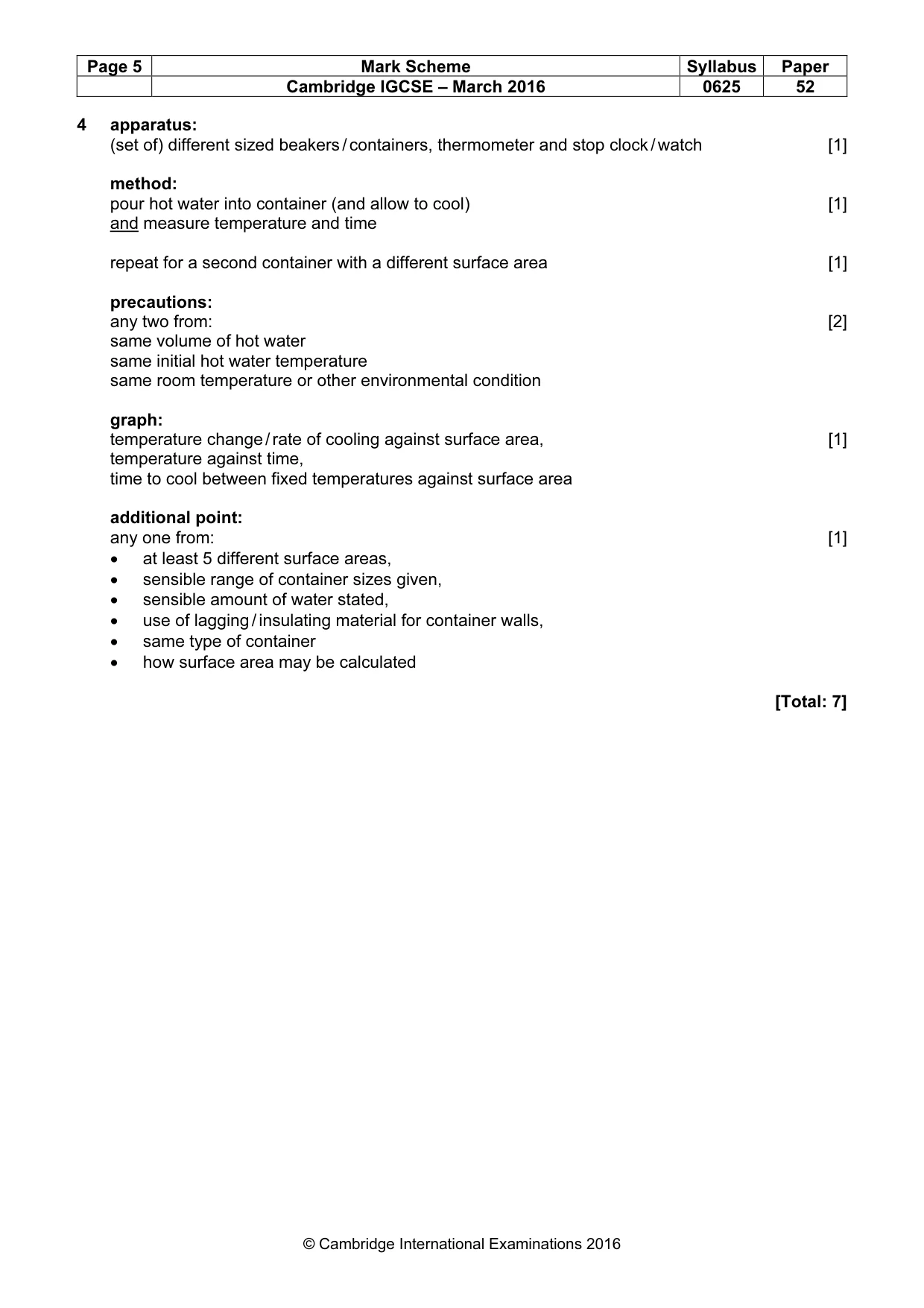 Mark scheme, page 5 of 5