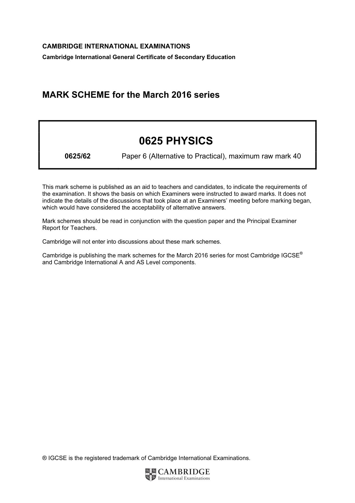 Mark scheme, page 1 of 5