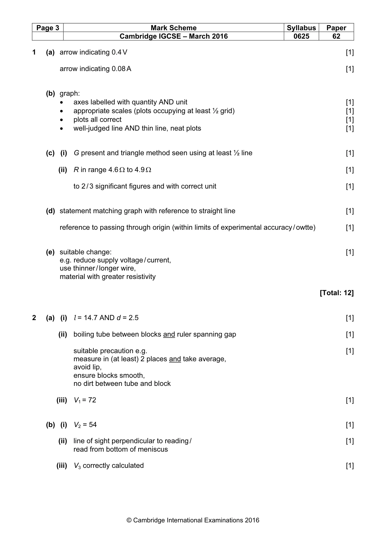 Mark scheme, page 3 of 5