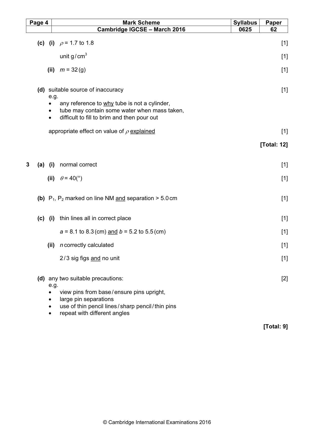 Mark scheme, page 4 of 5