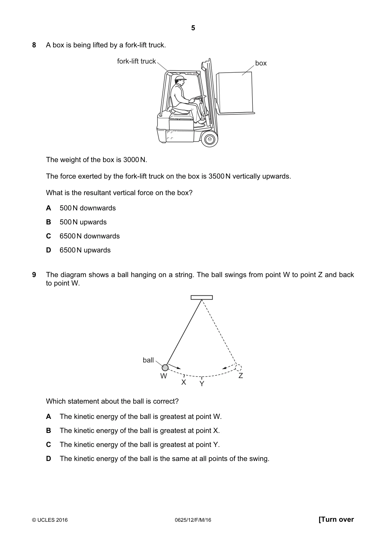 Cambridge IGCSE Physics 0625 2016 Feb/March Paper 1 · Variant 2 question paper, page 5 of 20