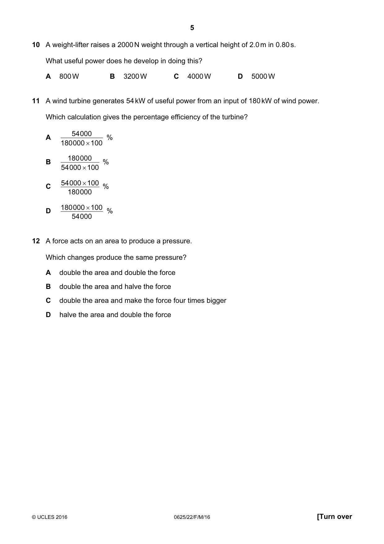 Cambridge IGCSE Physics 0625 2016 Feb/March Paper 2 · Variant 2 question paper, page 5 of 20