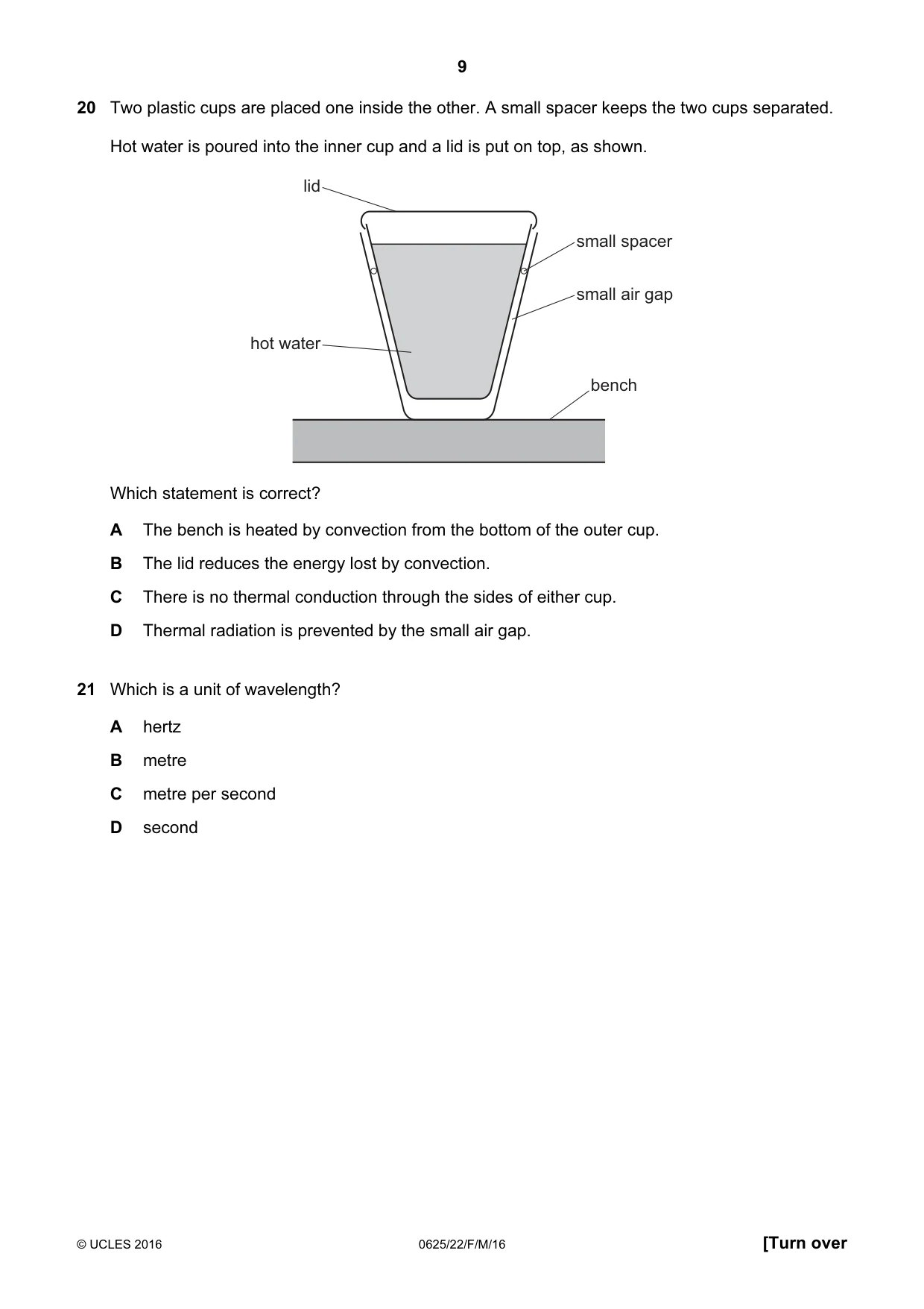 Cambridge IGCSE Physics 0625 2016 Feb/March Paper 2 · Variant 2 question paper, page 9 of 20