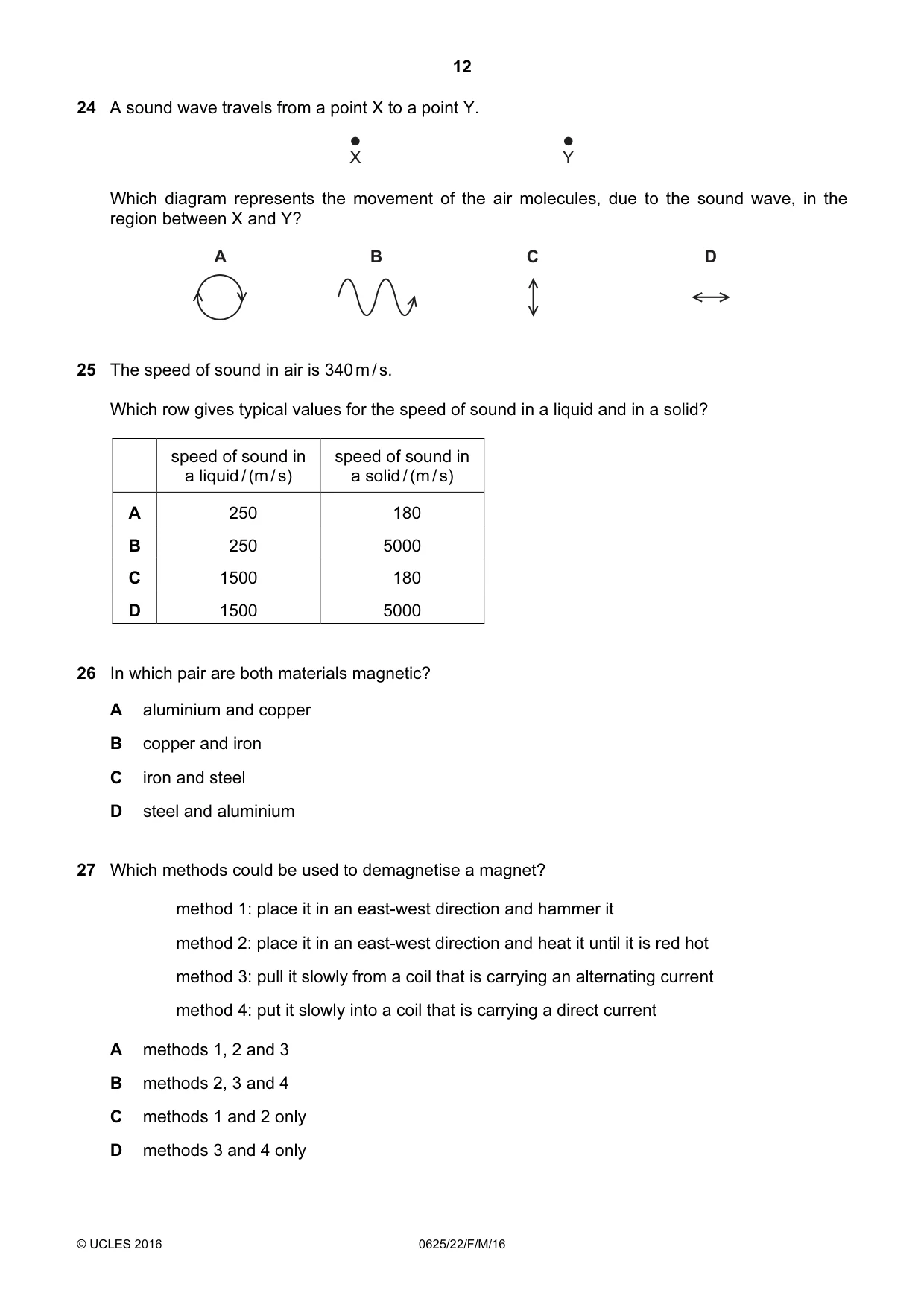 Cambridge IGCSE Physics 0625 2016 Feb/March Paper 2 · Variant 2 question paper, page 12 of 20
