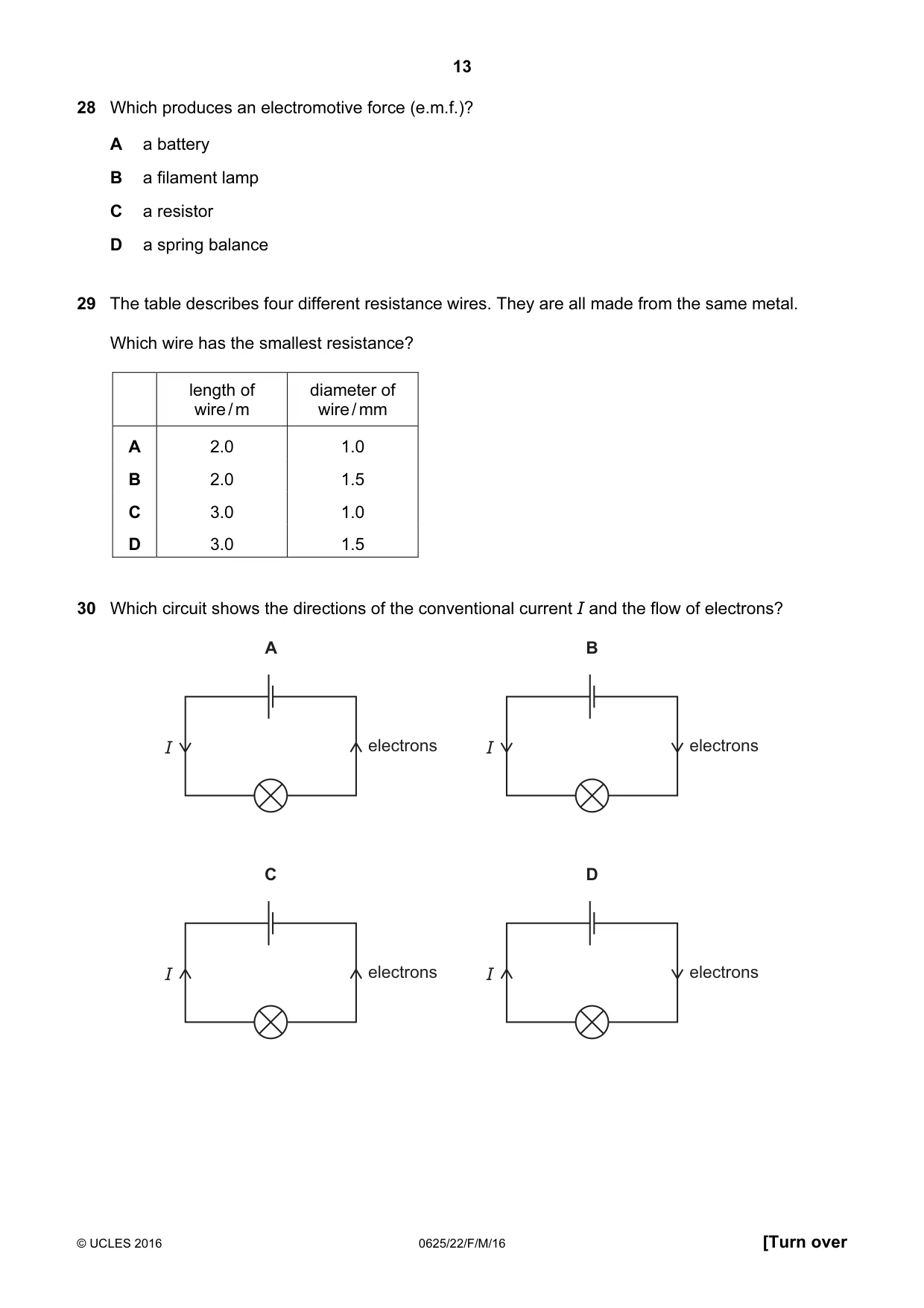 Cambridge IGCSE Physics 0625 2016 Feb/March Paper 2 · Variant 2 question paper, page 13 of 20