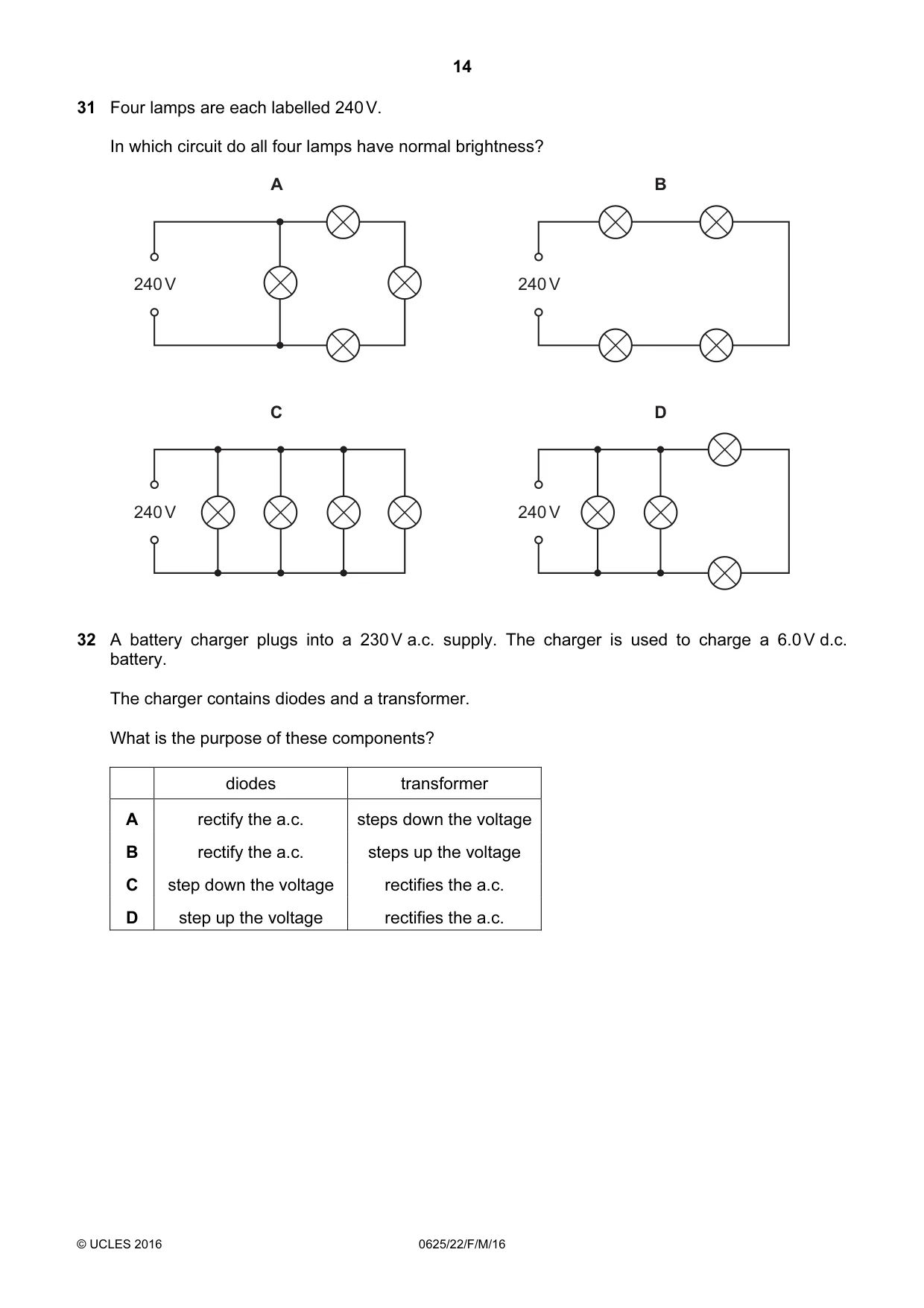 Cambridge IGCSE Physics 0625 2016 Feb/March Paper 2 · Variant 2 question paper, page 14 of 20