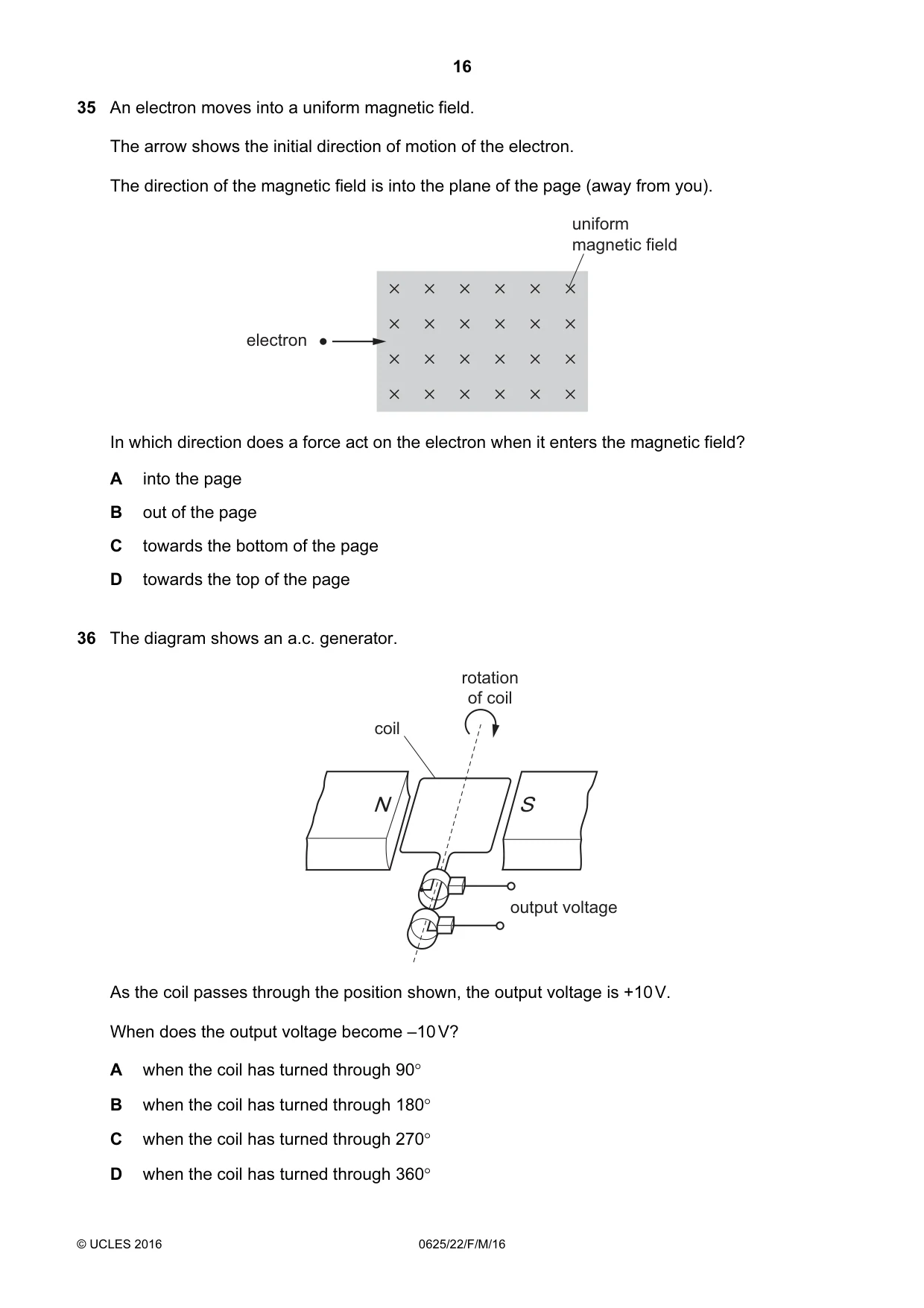 Cambridge IGCSE Physics 0625 2016 Feb/March Paper 2 · Variant 2 question paper, page 16 of 20