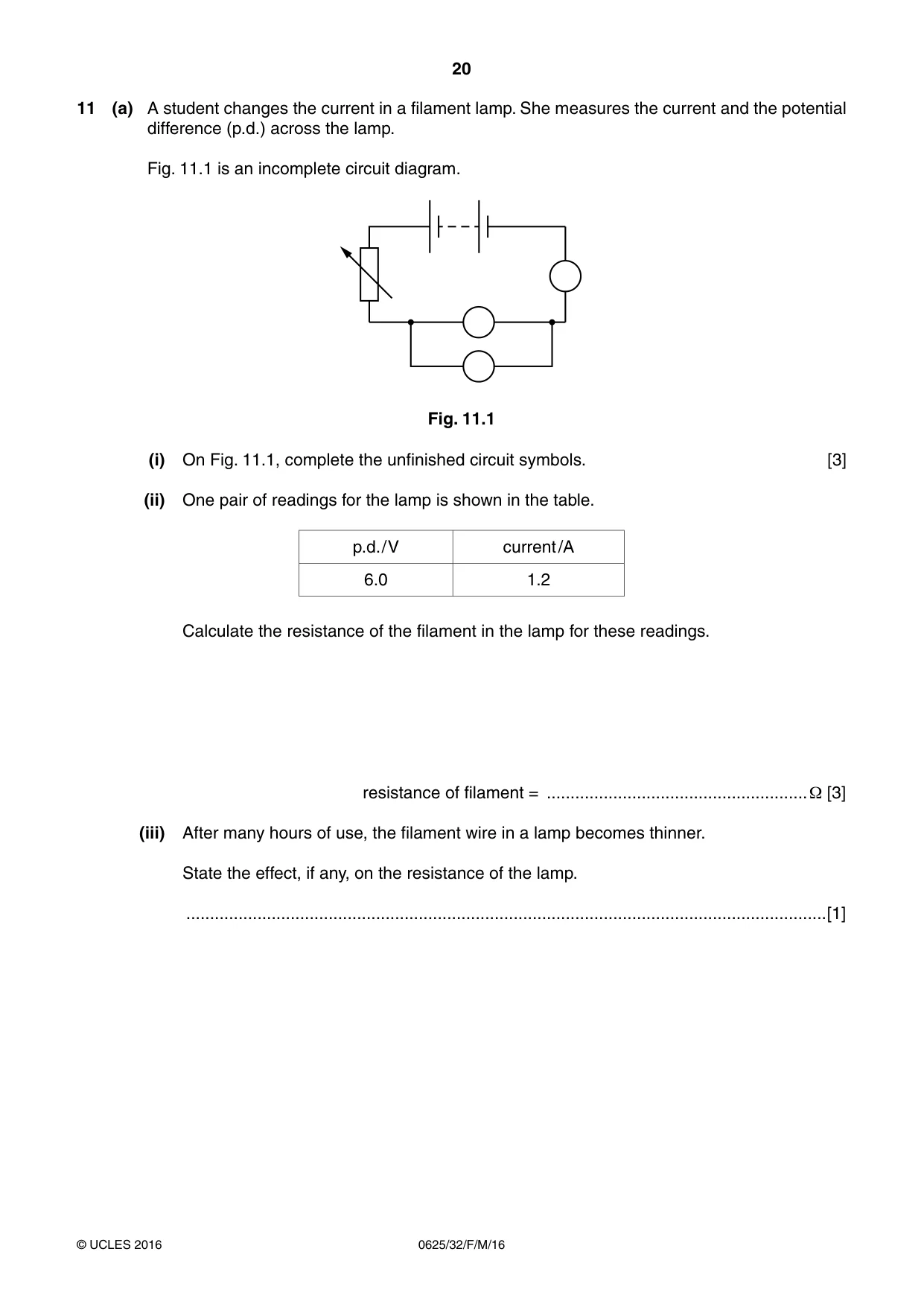 Cambridge IGCSE Physics 0625 2016 Feb/March Paper 3 · Variant 2 question paper, page 20 of 24