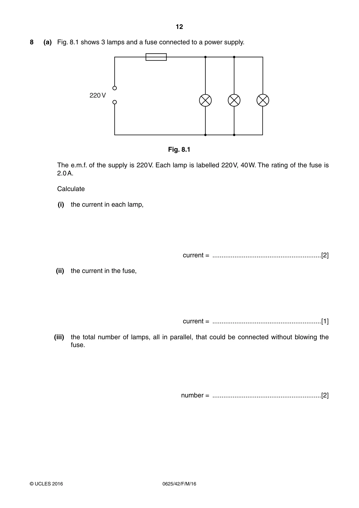 Cambridge IGCSE Physics 0625 2016 Feb/March Paper 4 · Variant 2 question paper, page 12 of 16