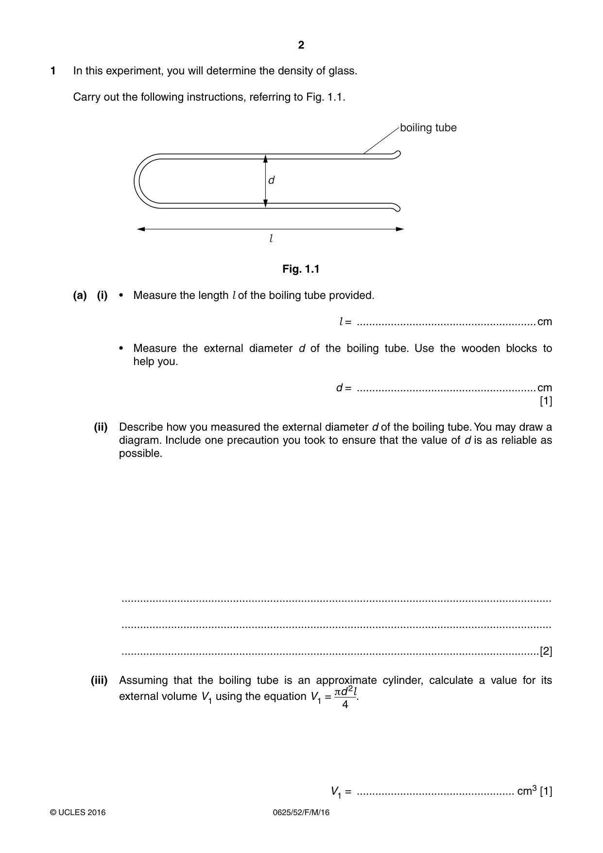 Cambridge IGCSE Physics 0625 2016 Feb/March Paper 5 · Variant 2 question paper, page 2 of 12