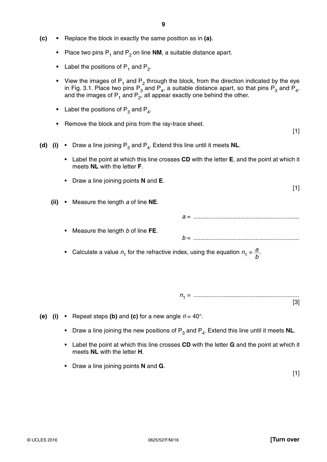 Cambridge IGCSE Physics 0625 2016 Feb/March Paper 5 · Variant 2 question paper, page 9 of 12