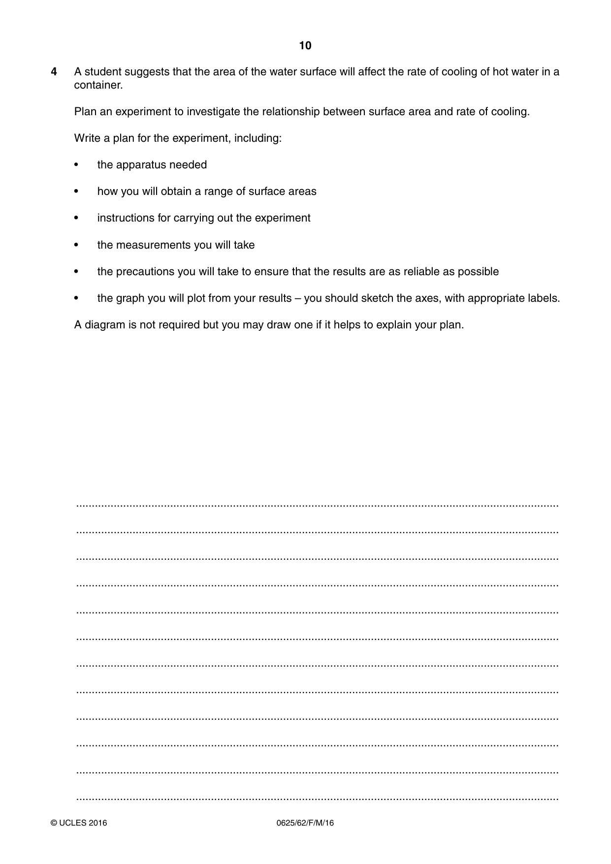 Cambridge IGCSE Physics 0625 2016 Feb/March Paper 6 · Variant 2 question paper, page 10 of 12