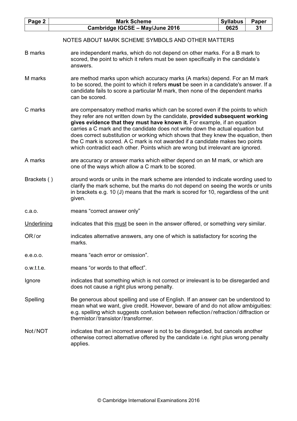 Mark scheme, page 2 of 10
