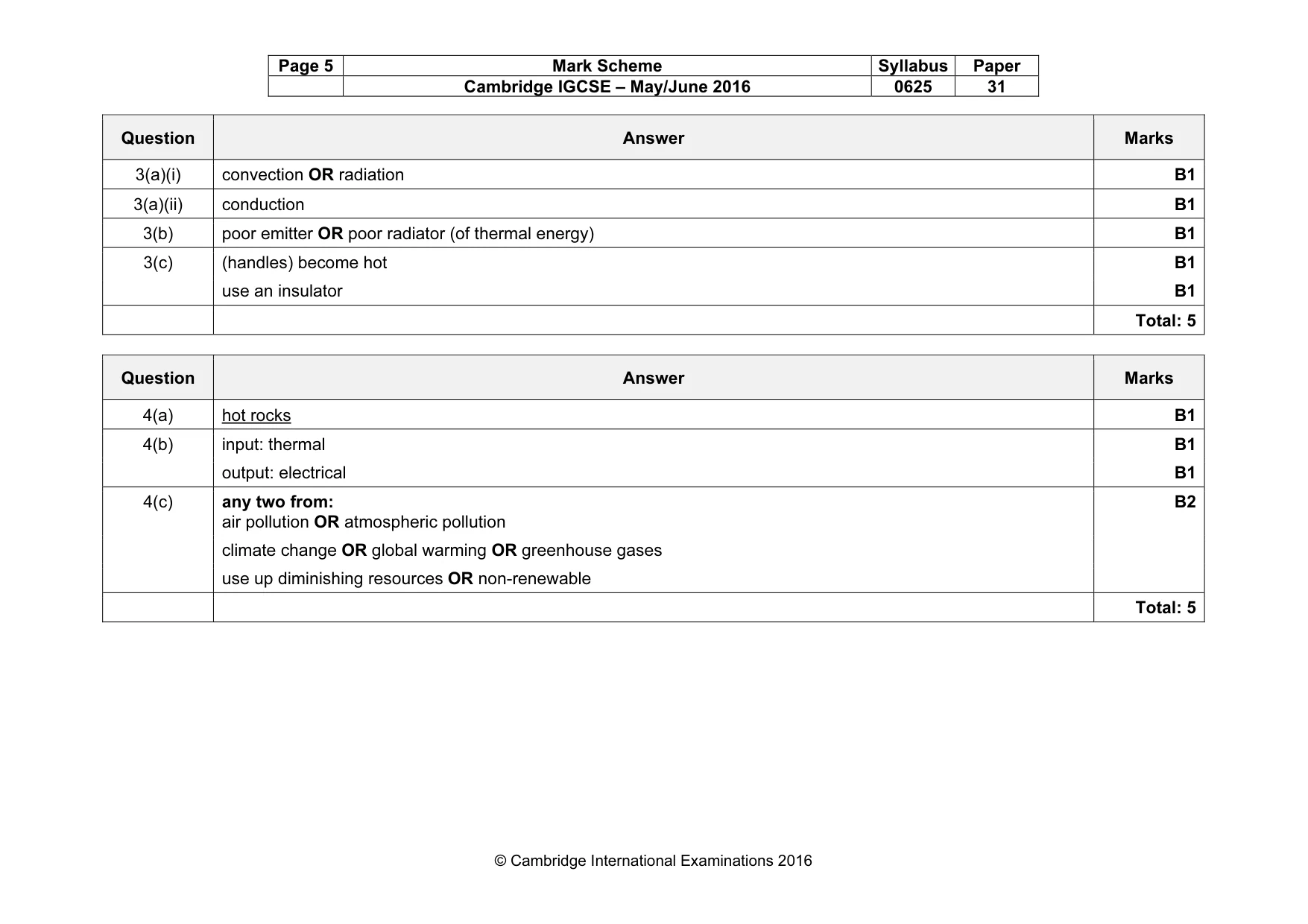 Mark scheme, page 5 of 10