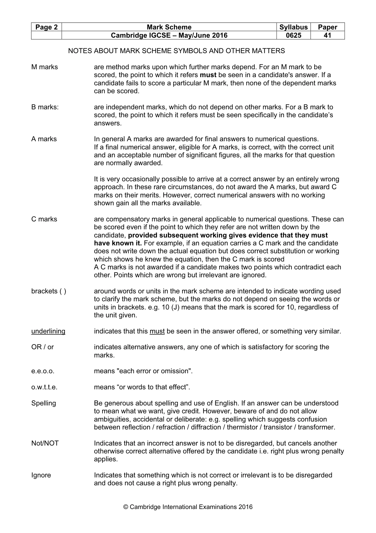 Mark scheme, page 2 of 11
