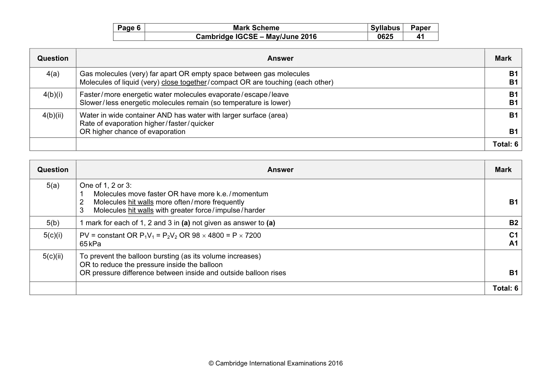 Mark scheme, page 6 of 11