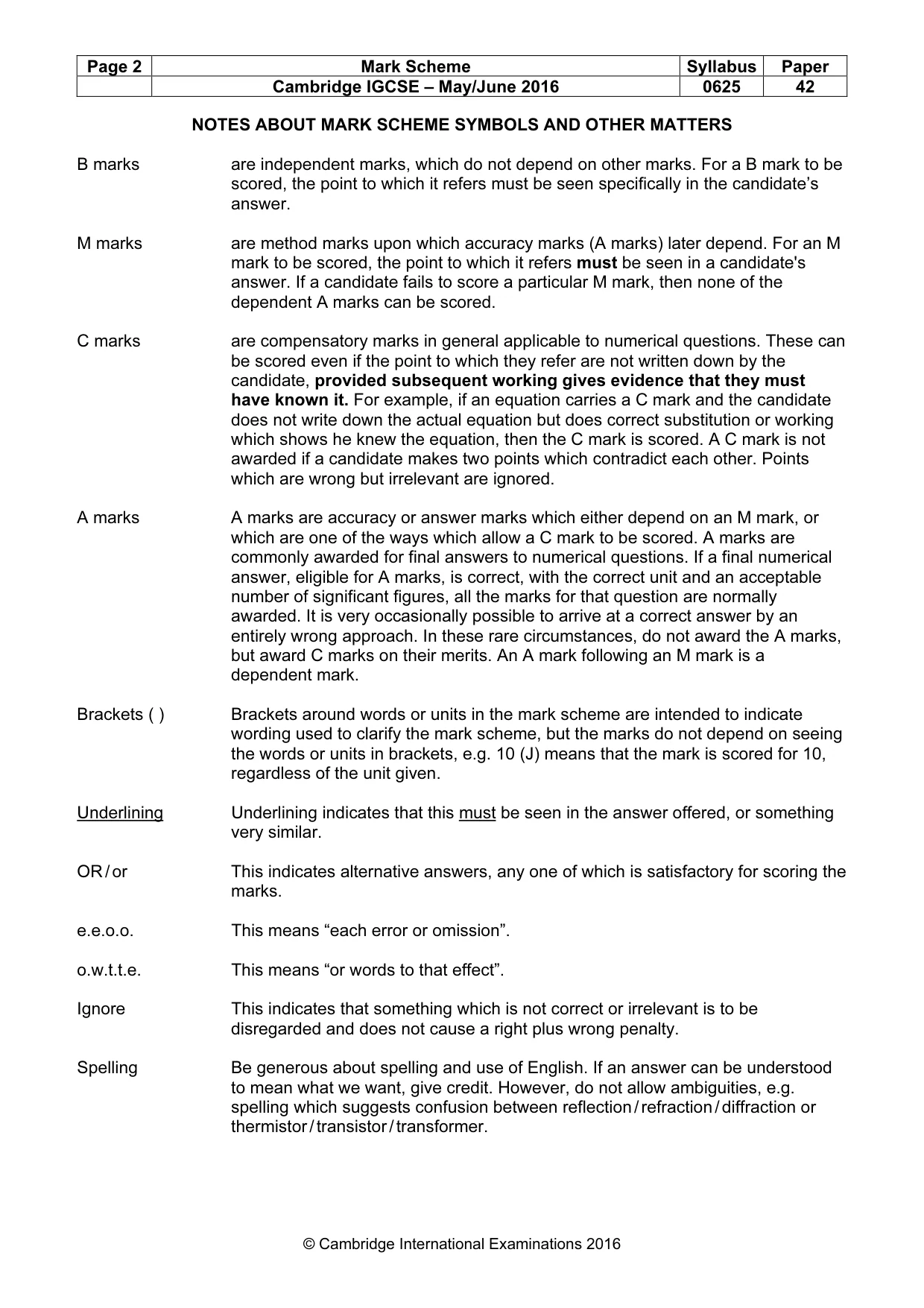 Mark scheme, page 2 of 10