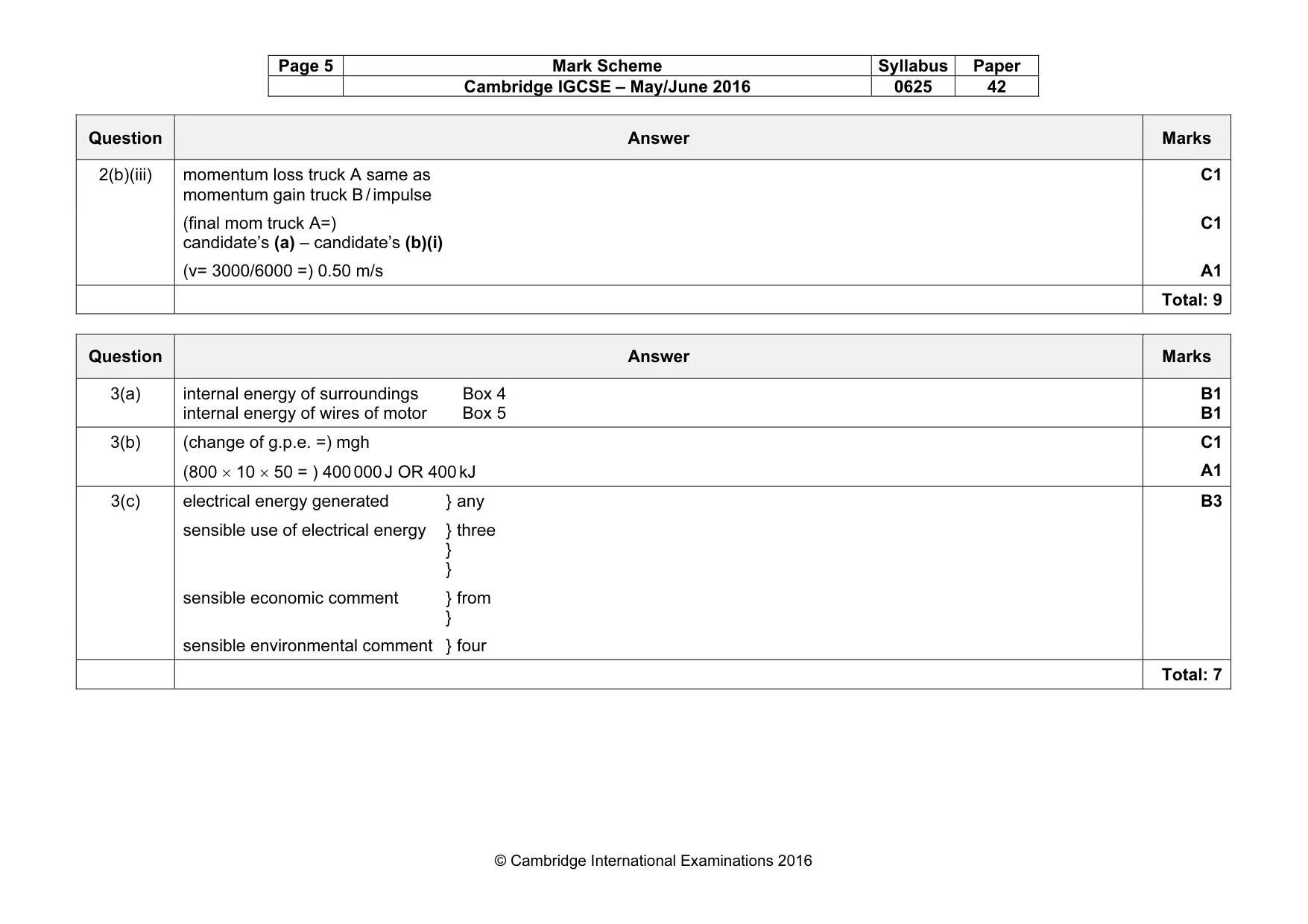 Mark scheme, page 5 of 10