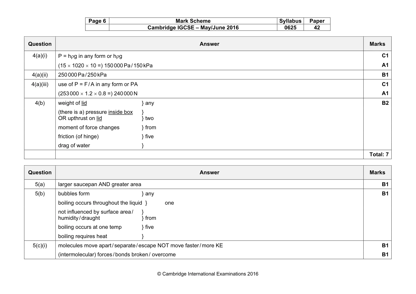Mark scheme, page 6 of 10