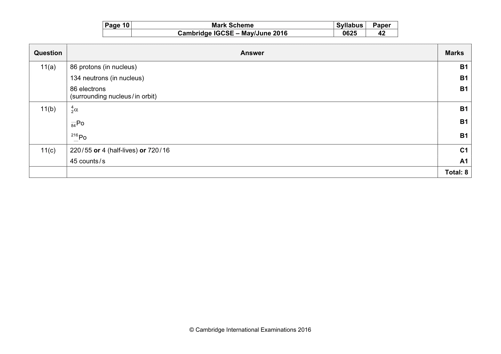 Mark scheme, page 10 of 10